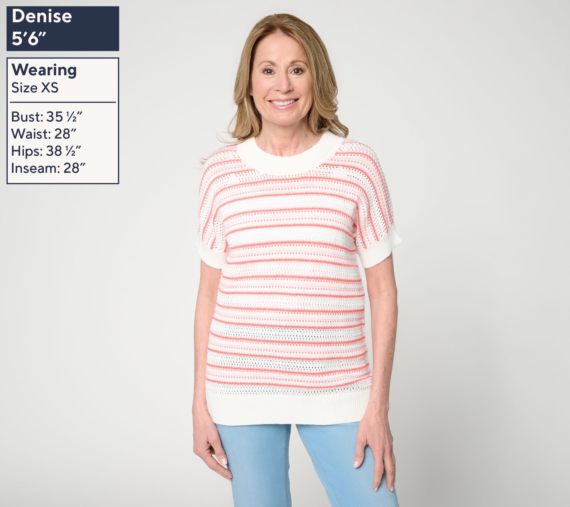 ベル✨ Belle by Kim Gravel Sunwash Stripe Open Knit Sweater - QVC.com