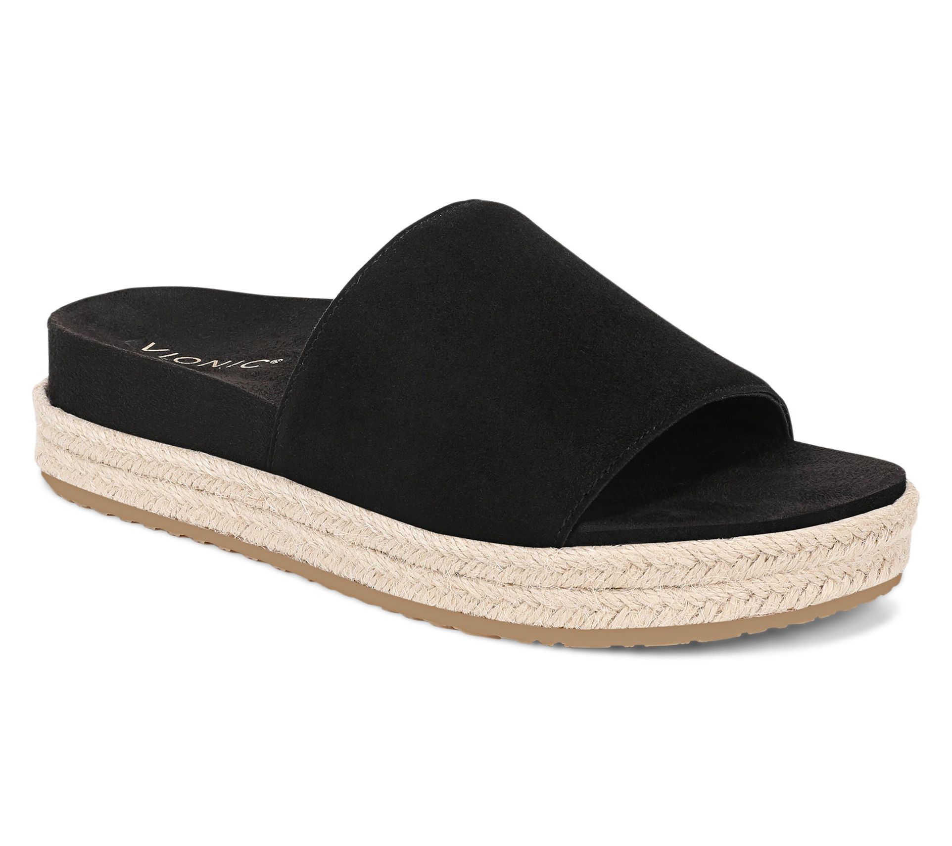 Vionic Leather/Suede Slide Sandals Yasmina