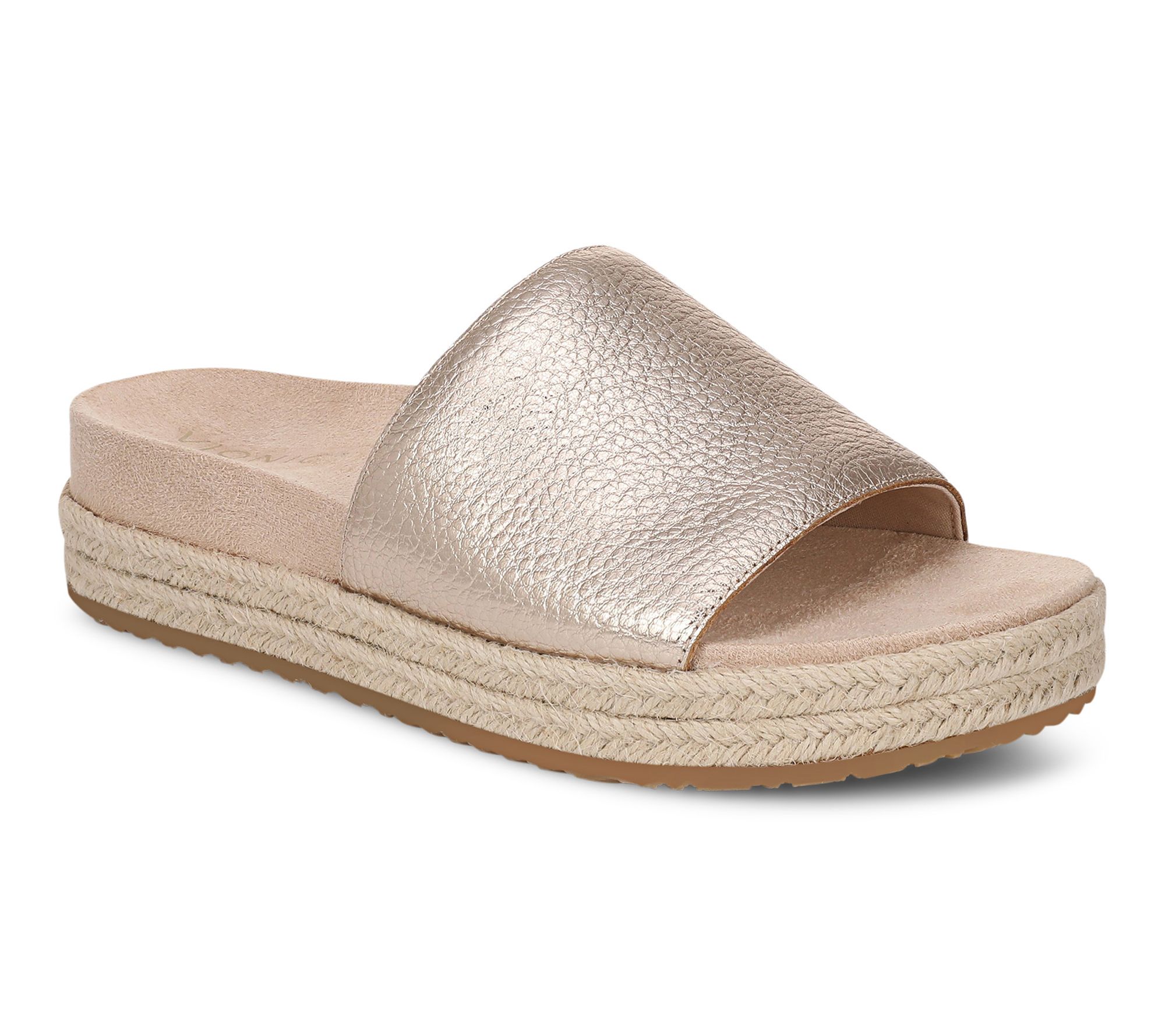 Vionic Leather/Suede Slide Sandals Yasmina