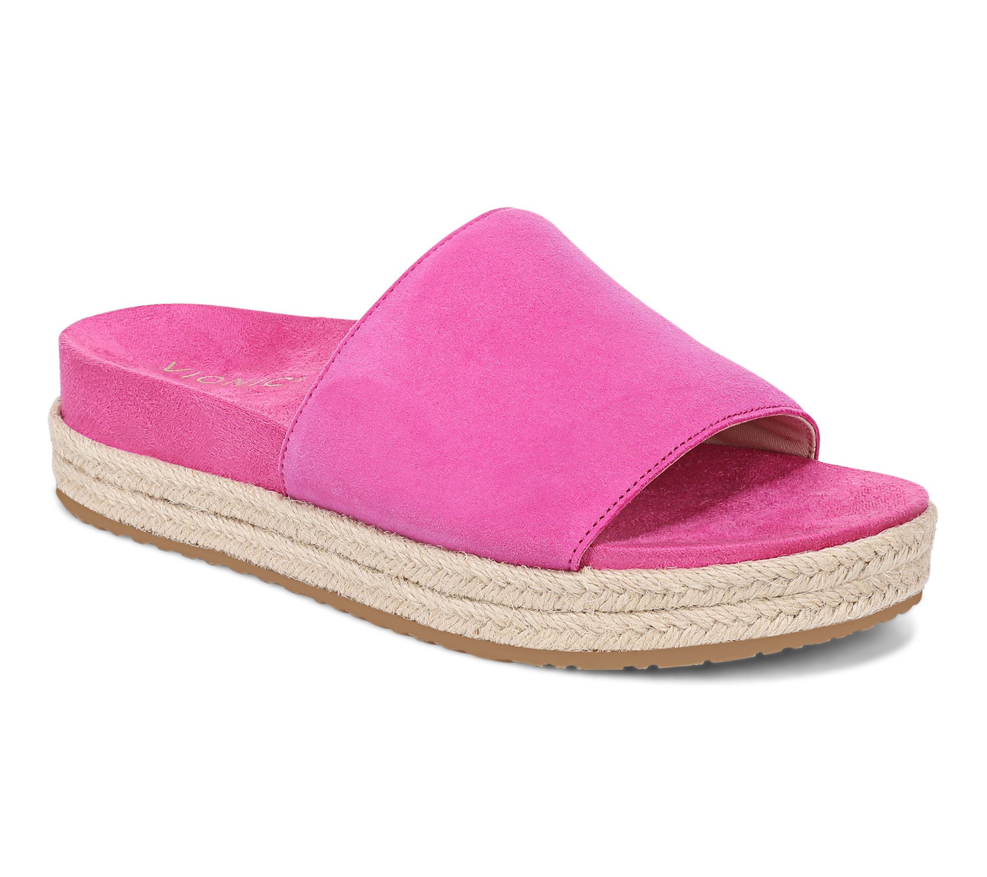 Vionic Leather/Suede Slide Sandals Yasmina