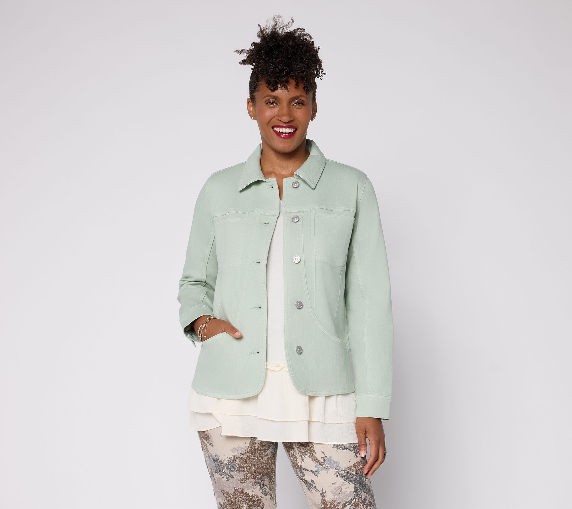 LOGO by Lori Goldstein Seamed Denim Jacket