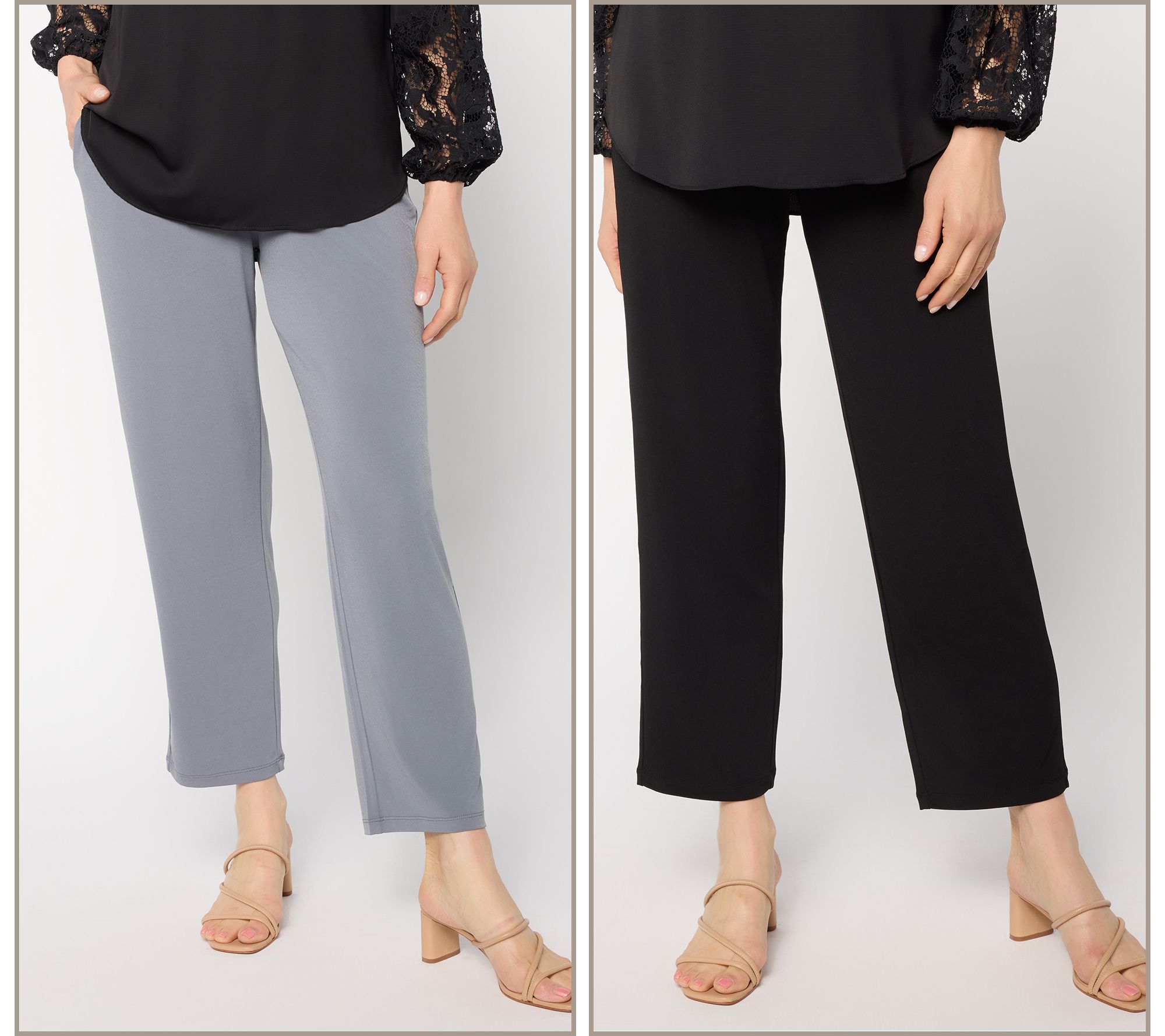  Susan Graver Essentials Regular Set of 2 Liquid Knit Ankle Pants