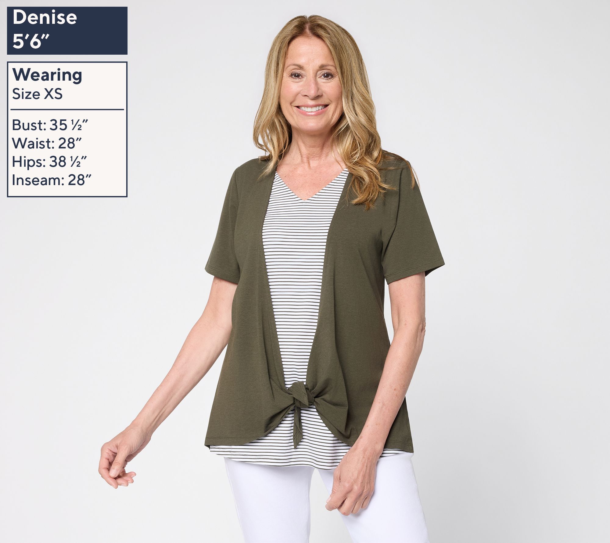 トップス S Denim & Co. Essentials So Soft Jersey Short Sleeve 2fer Top - QVC.com