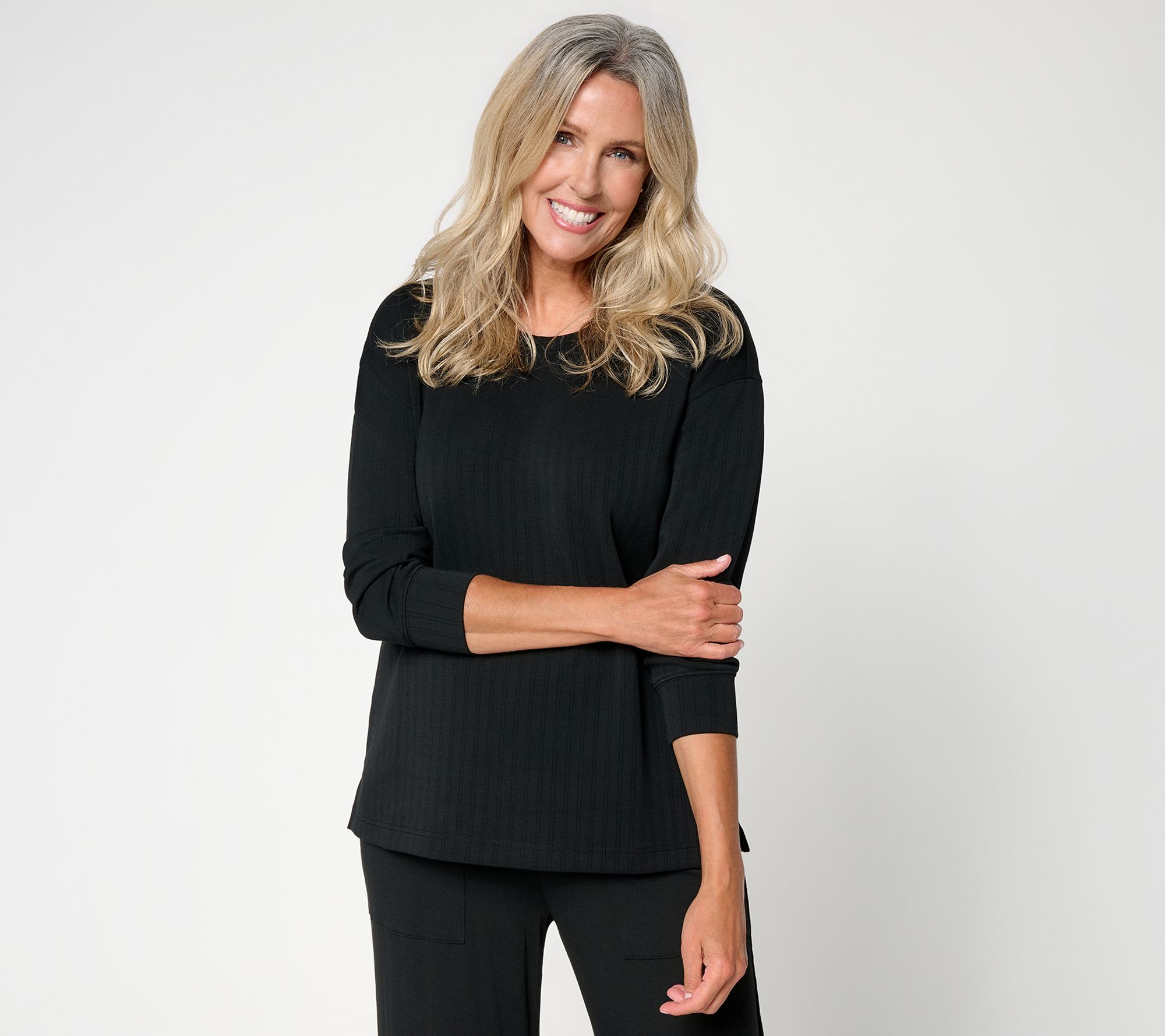 Belle by Kim Gravel ScubaLuxe Rib Classic Sweatshirt