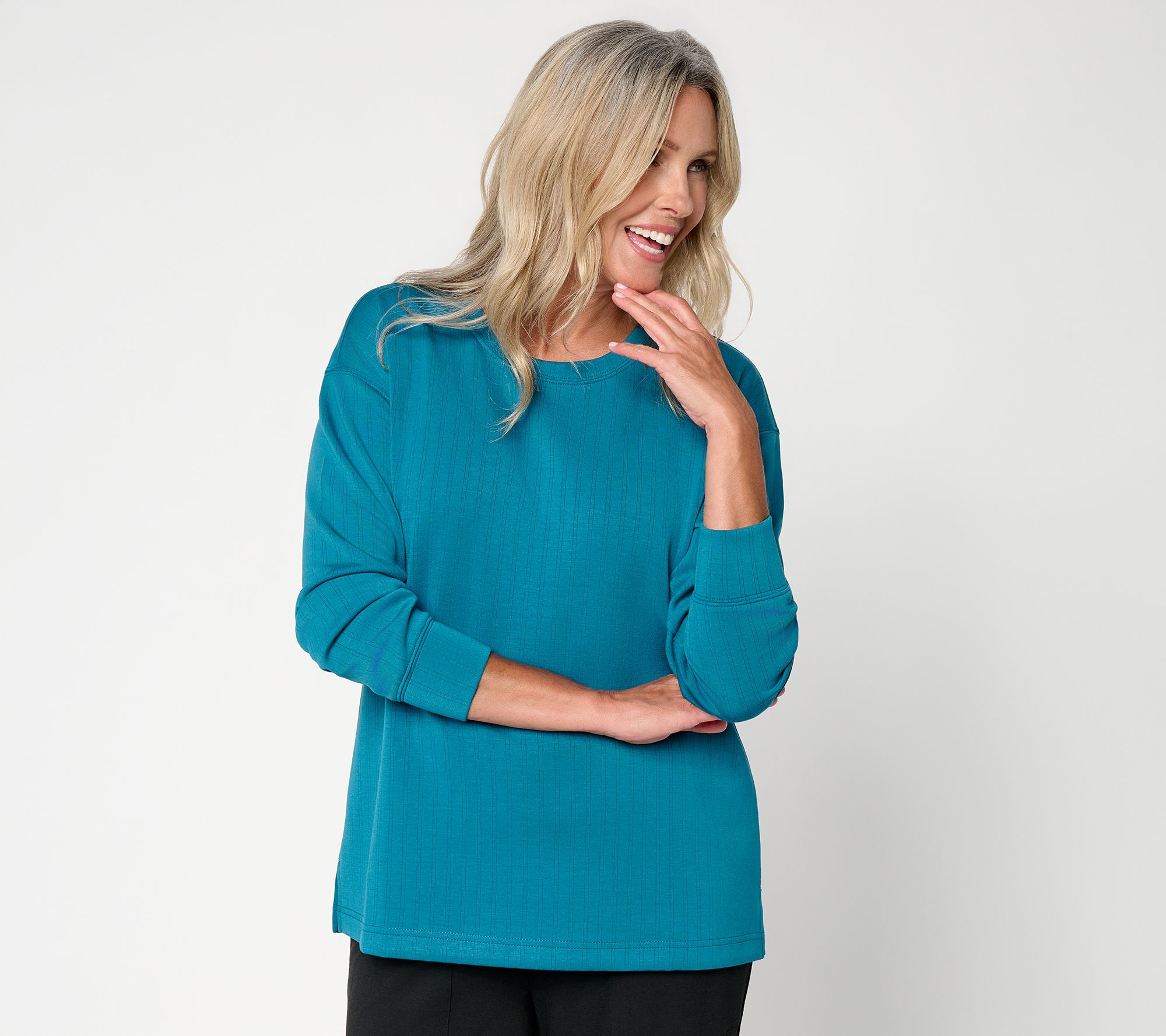 Belle by Kim Gravel ScubaLuxe Rib Classic Sweatshirt