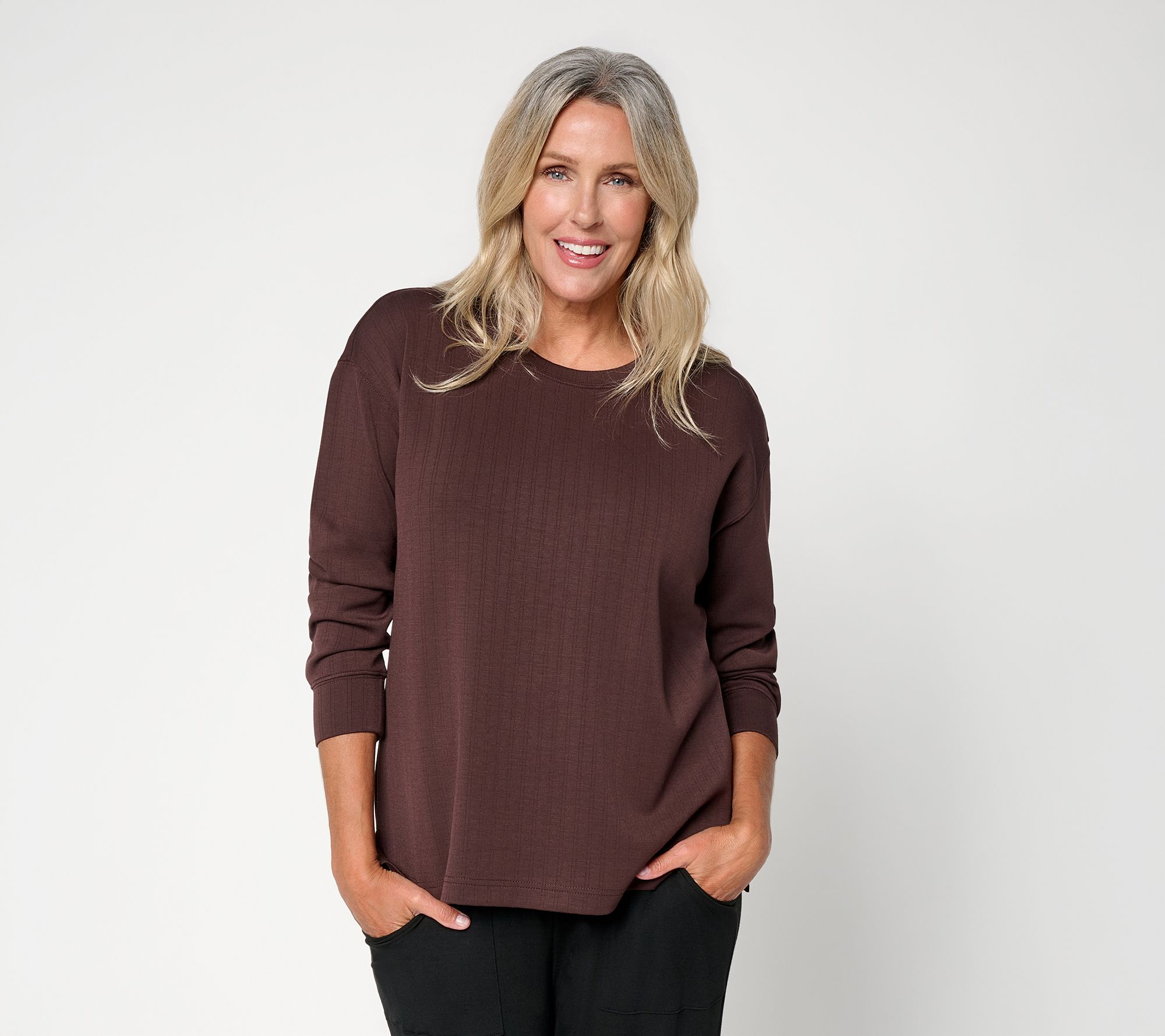 Belle by Kim Gravel ScubaLuxe Rib Classic Sweatshirt