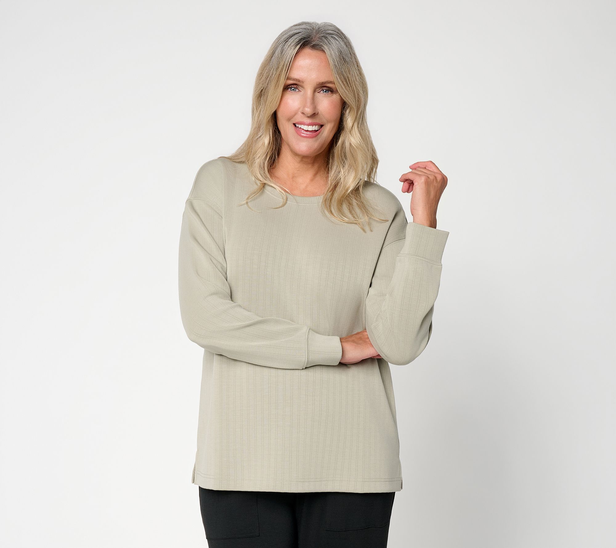 Belle by Kim Gravel ScubaLuxe Rib Classic Sweatshirt