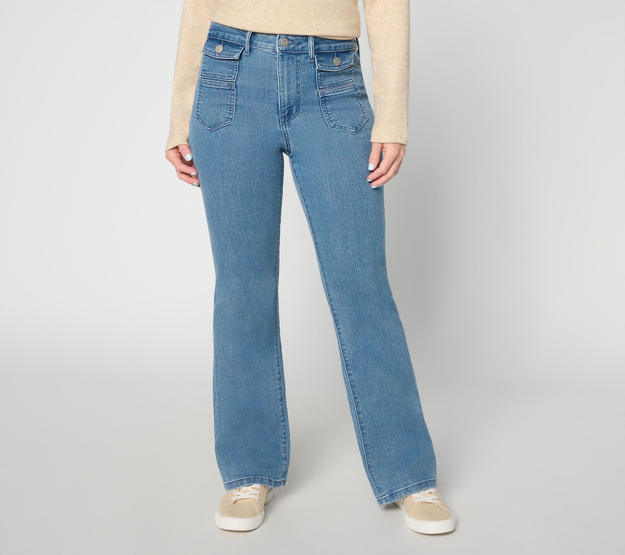 Me by Jennie Garth Petite Indigo Laser Stripe Bootcut Jeans