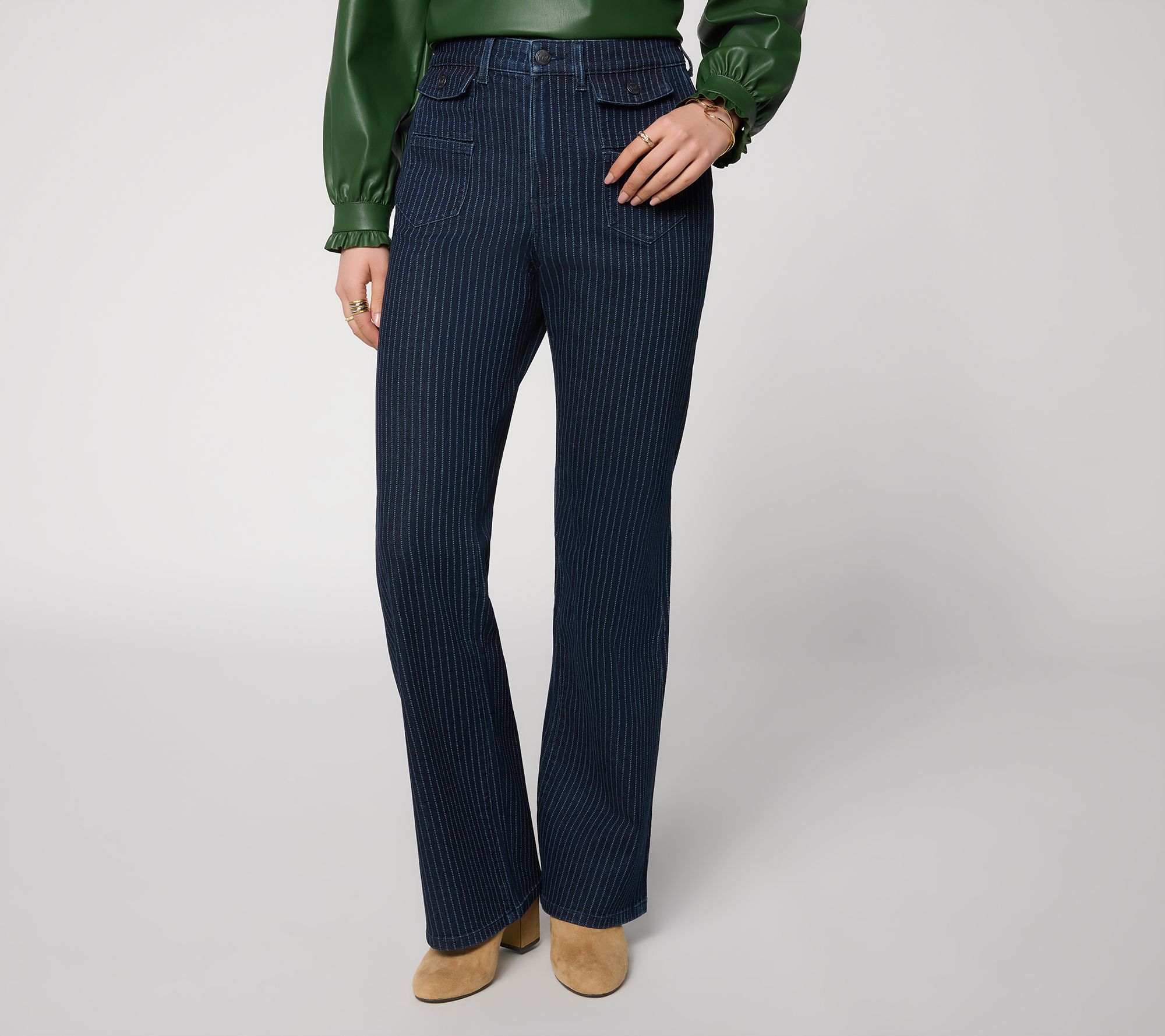 Me by Jennie Garth Petite Indigo Laser Stripe Bootcut Jeans
