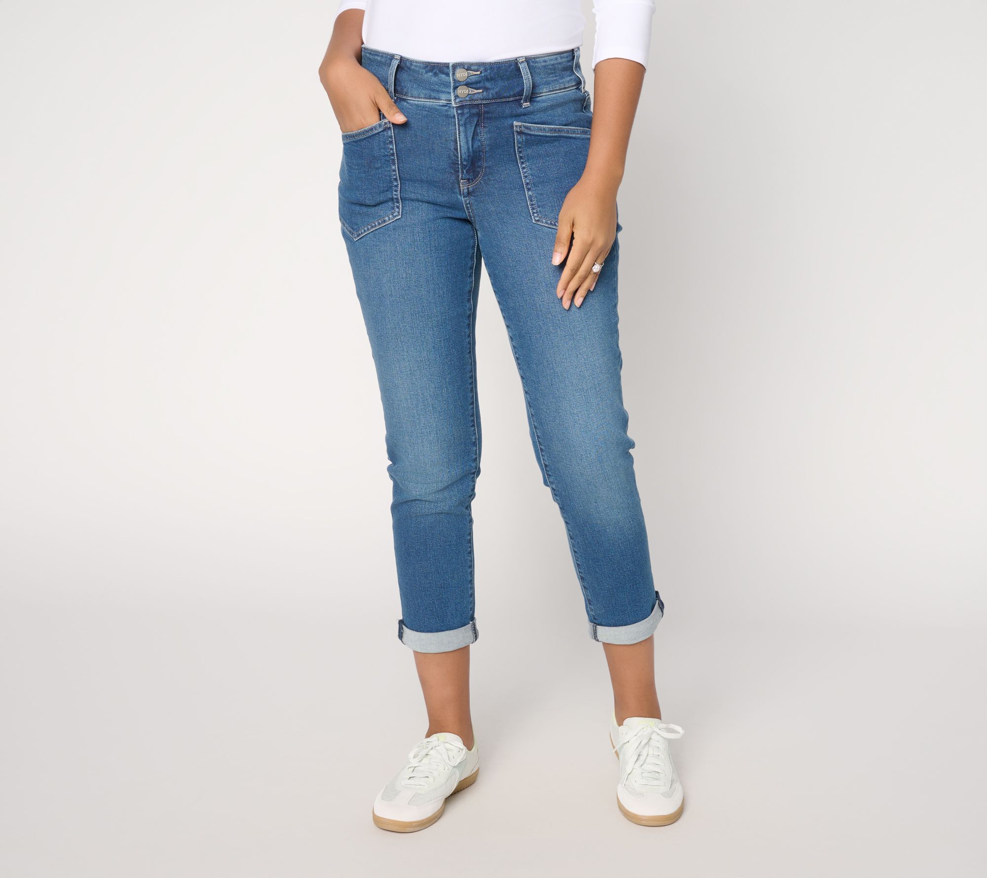 "As Is" NYDJ Reg Margo Girlfriend Ankle Jeans- Print/Solid