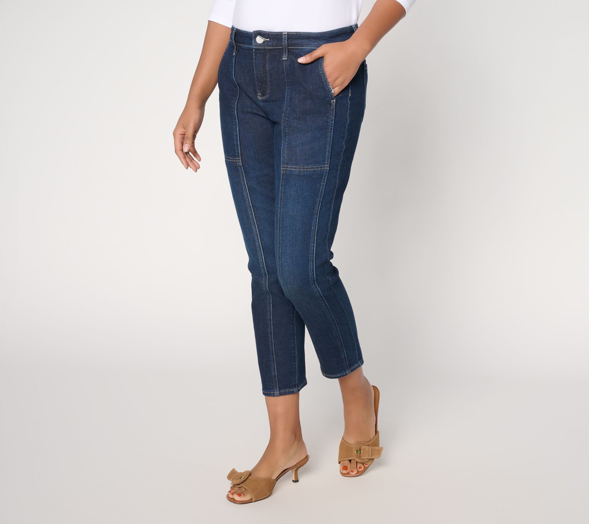 "As Is" NYDJ Reg Margo Girlfriend Ankle Jeans- Print/Solid