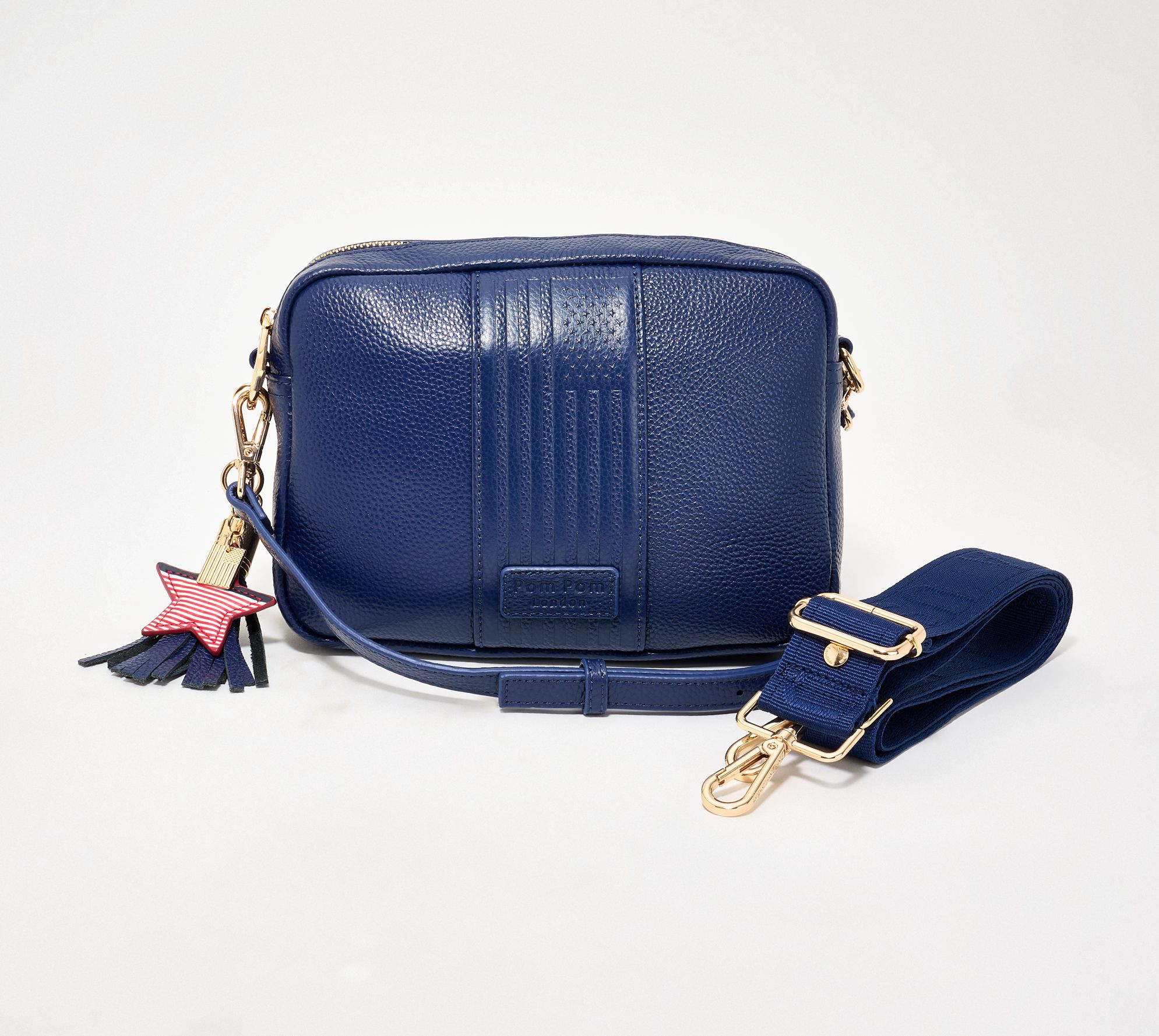 Pom Pom London Leather Americana City Crossbody with 2 Straps