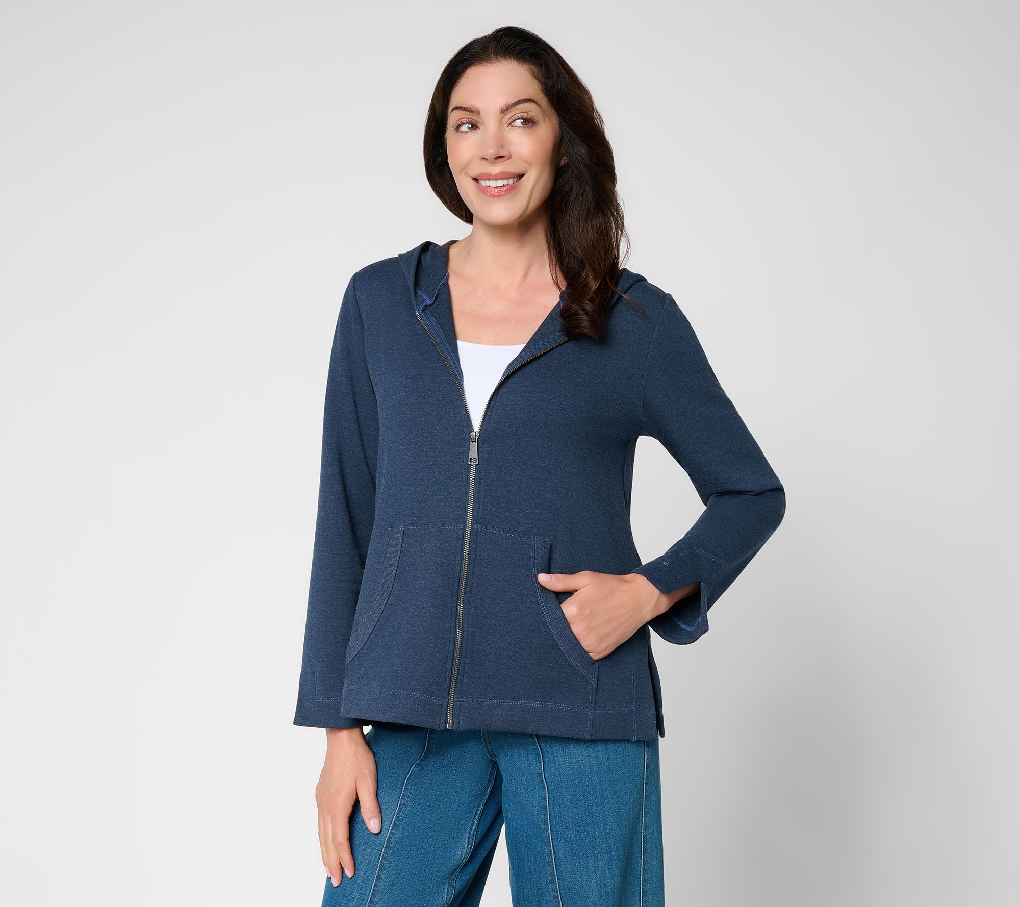 LOGO by Lori Goldstein Regular French Terry Zip Hoodie