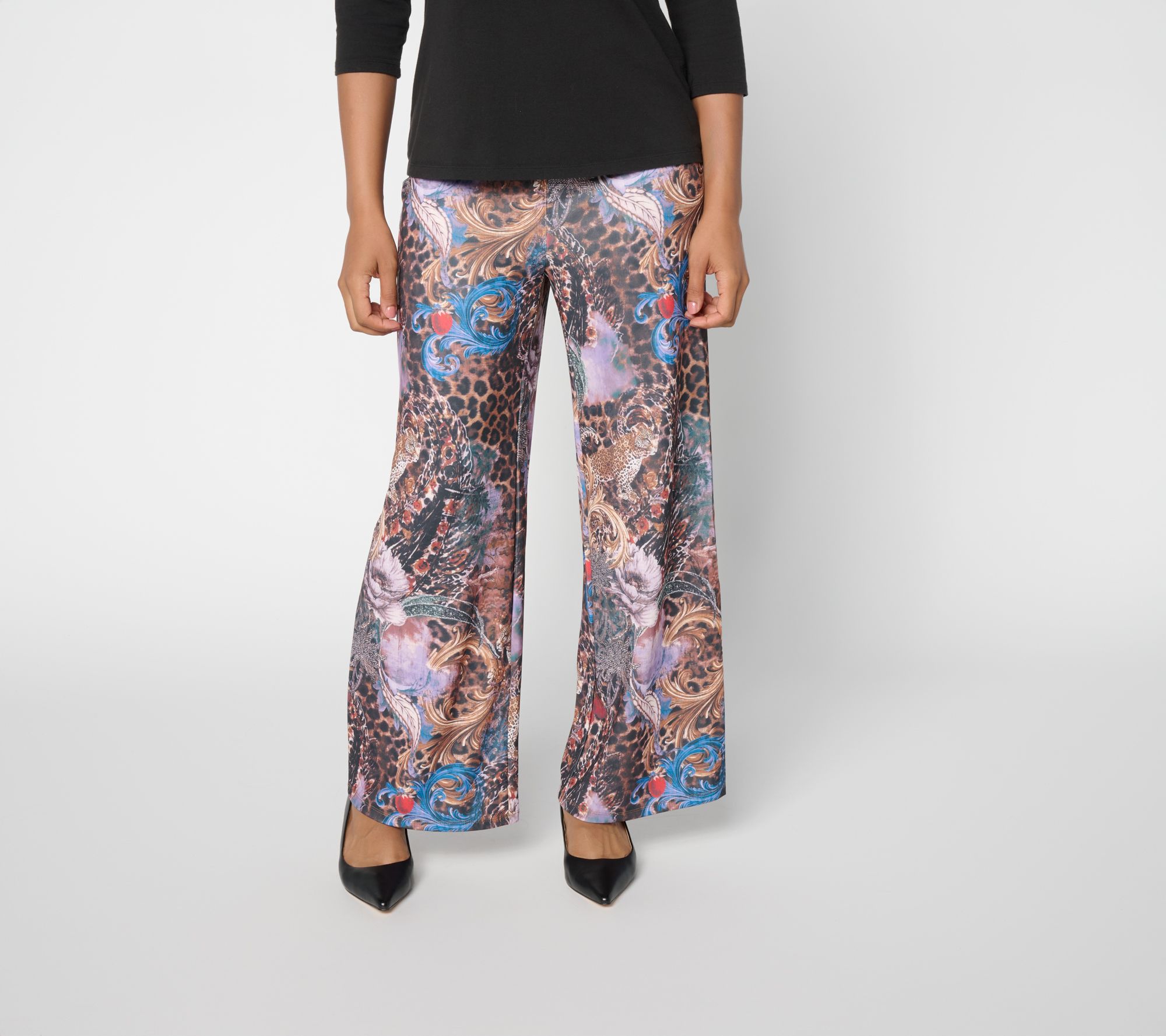 nicole by Nicole Miller Regular Pull-On Matte Jersey Printed Pants