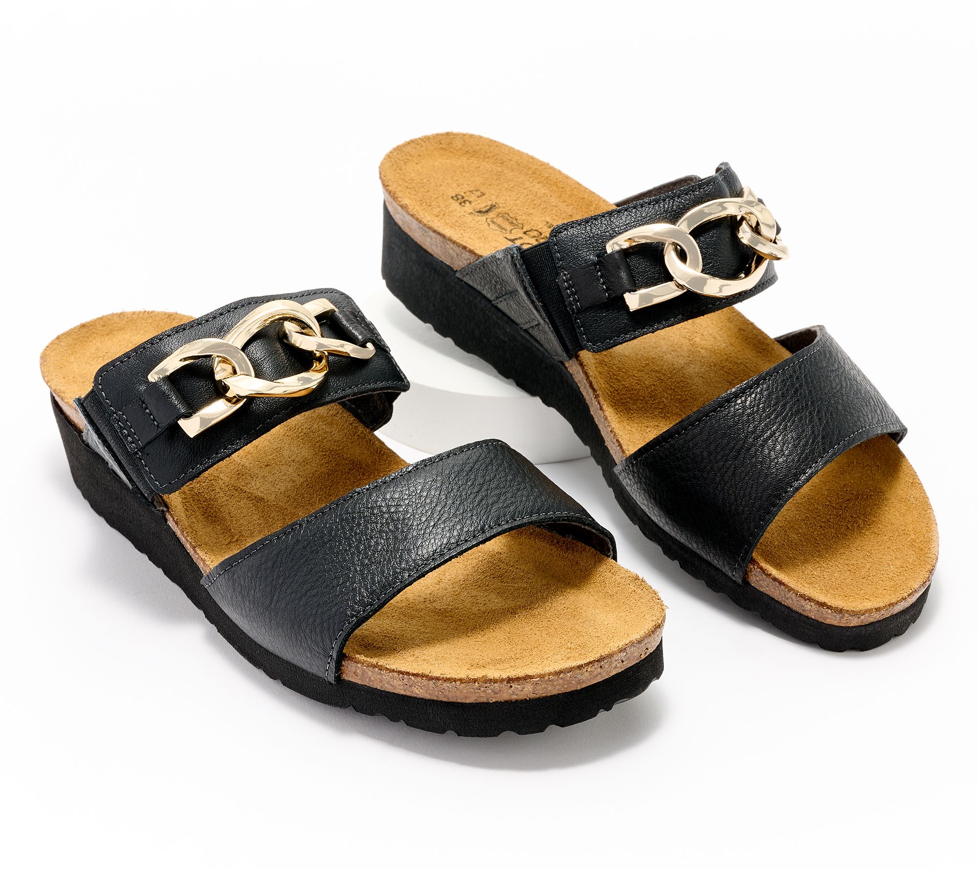 "As Is" Naot Leather Wedge Slide Sandals- Victoria