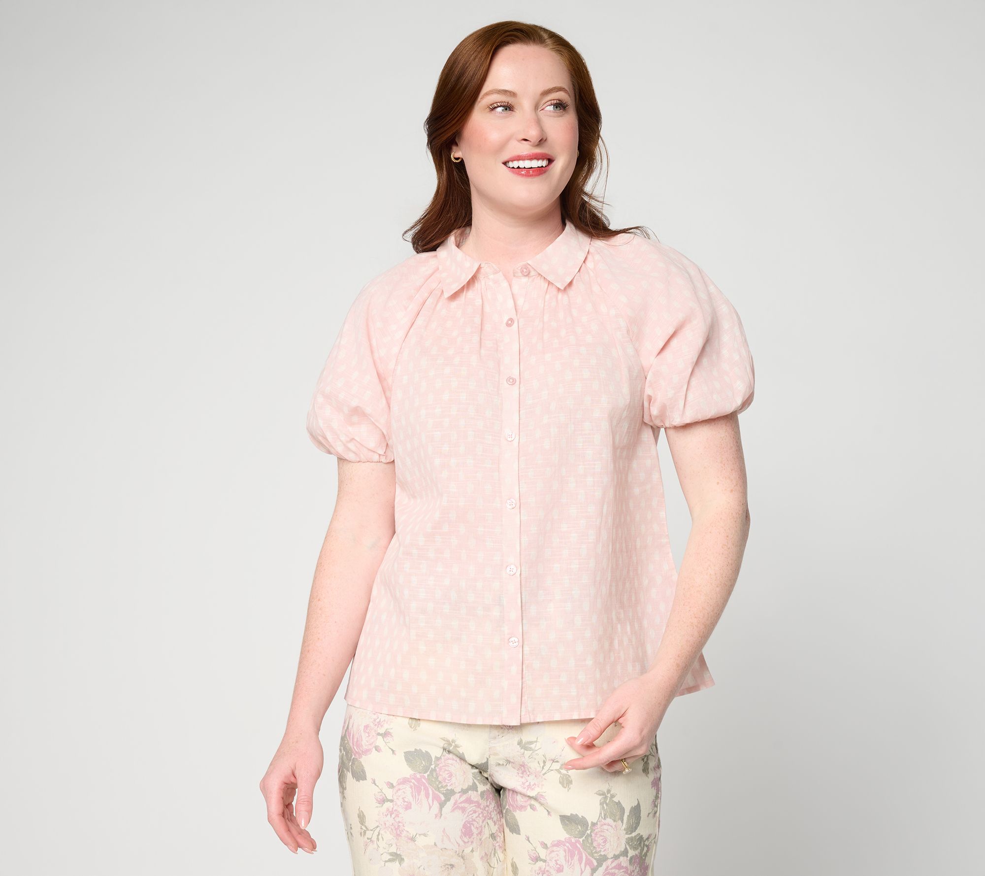 "As Is" Me by Jennie Garth 100% Cotton Crosshatch Button Up Shirt