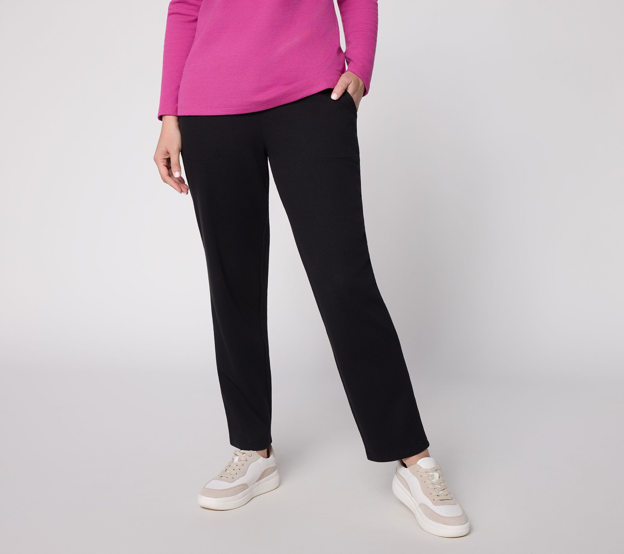 Denim & Co. Regular Waffle Knit Straight -Leg Pants