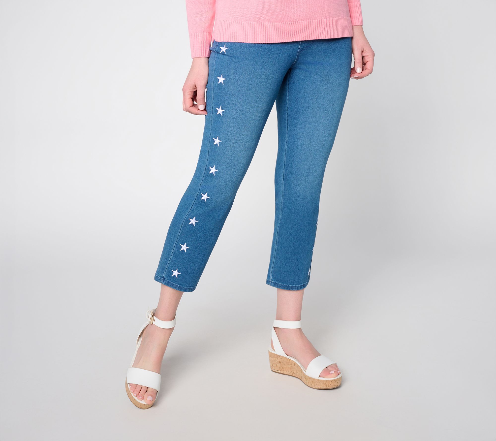 "As Is" Belle by Kim Gravel Pet TripleLuxe Denim Star Cropped Jean