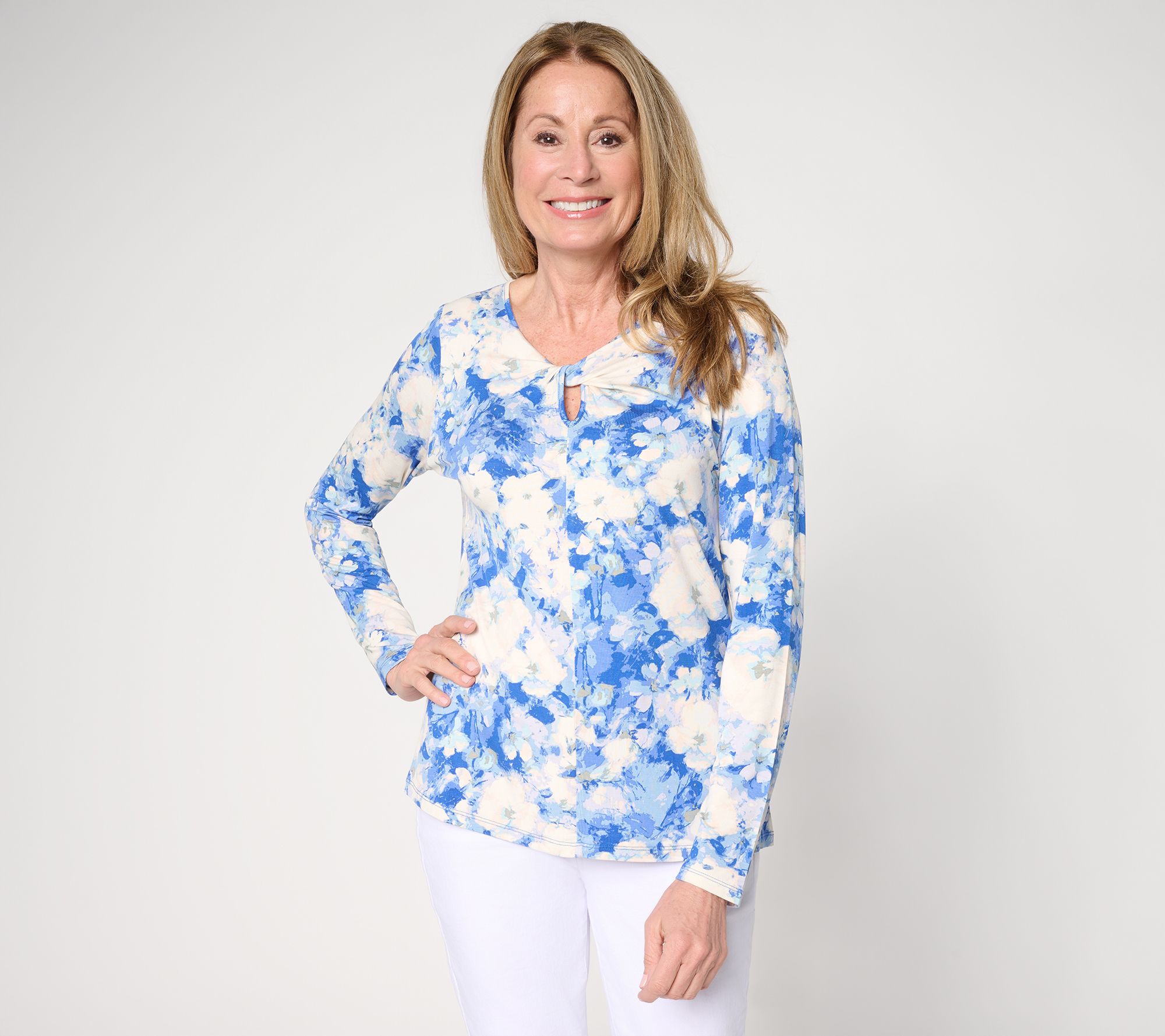 "As Is" BEAUTIFUL by Lawrence Zarian Printed V-Nck Top-TwistDetail