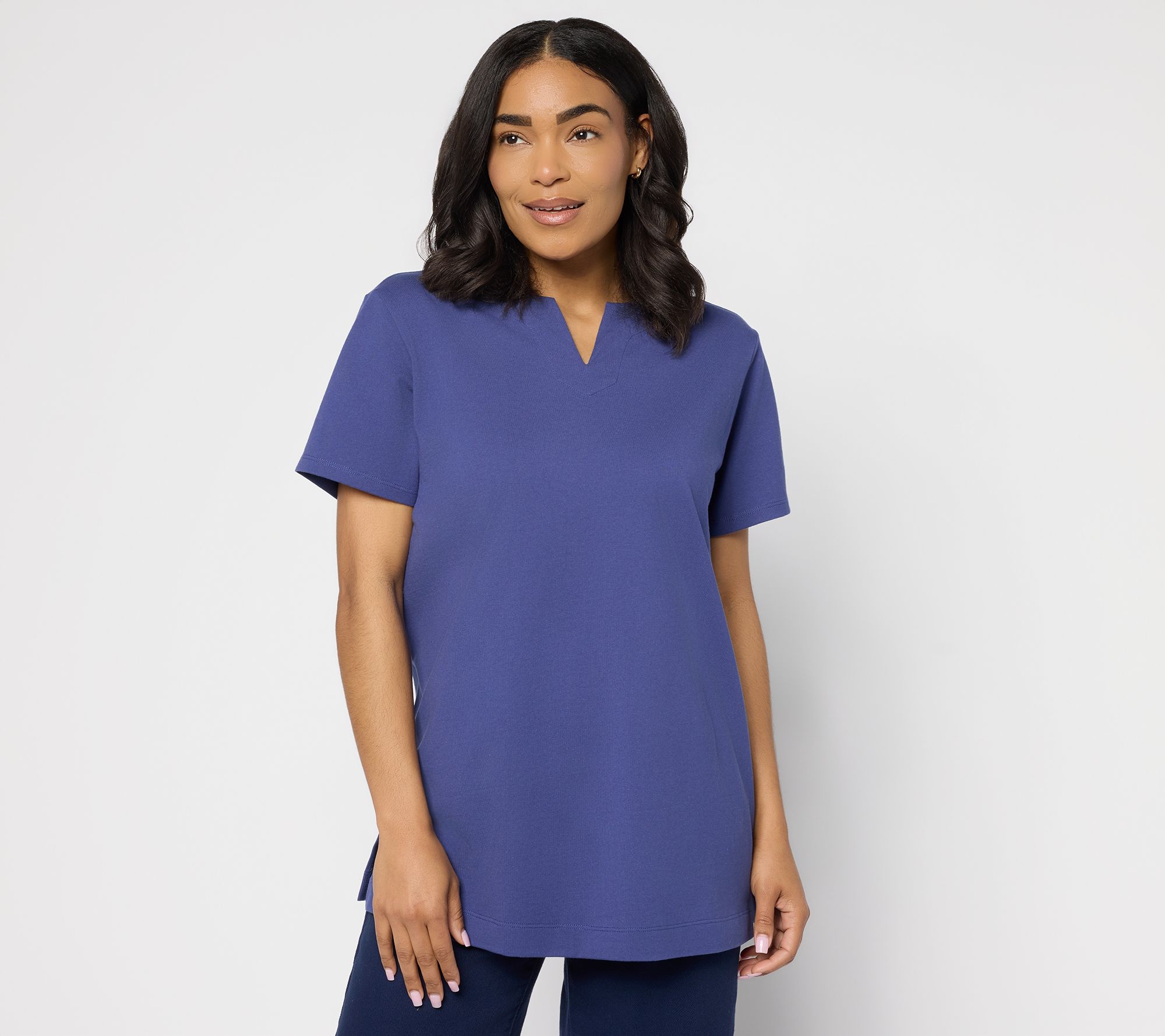 "As Is" Denim & Co. Essentials Petite Cotton Jersey Oversized Tunic