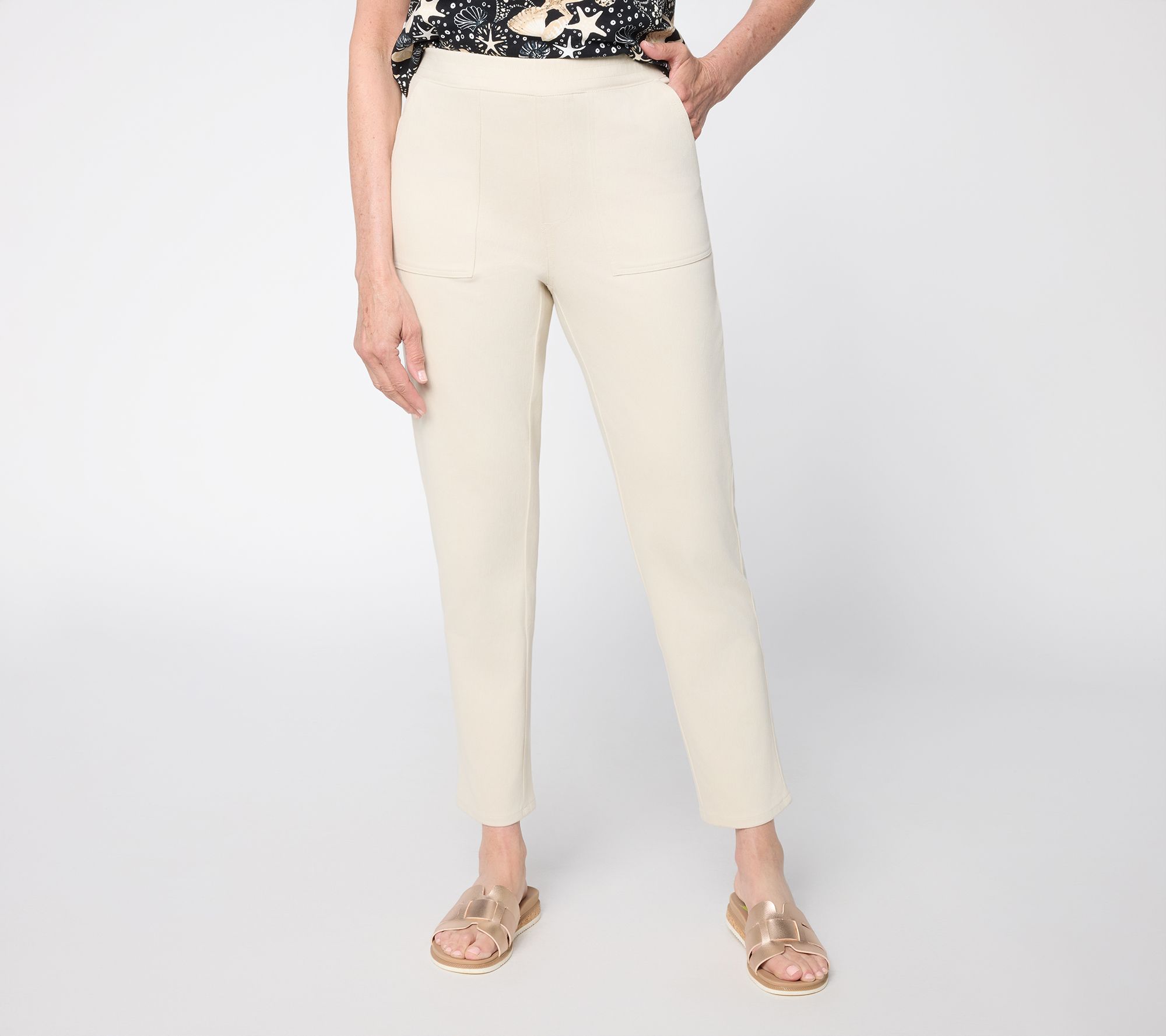 "As Is" Denim & Co. Regular Comfy Knit Air Pull-On Tapered Ankle Pants