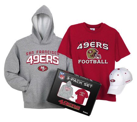 NFL 49ers Youth Hat, T-Shirt & Hooded Fleece Set 