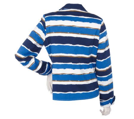 Dennis Basso Stretch Twill Painter Stripe One Button Jacket - QVC.com