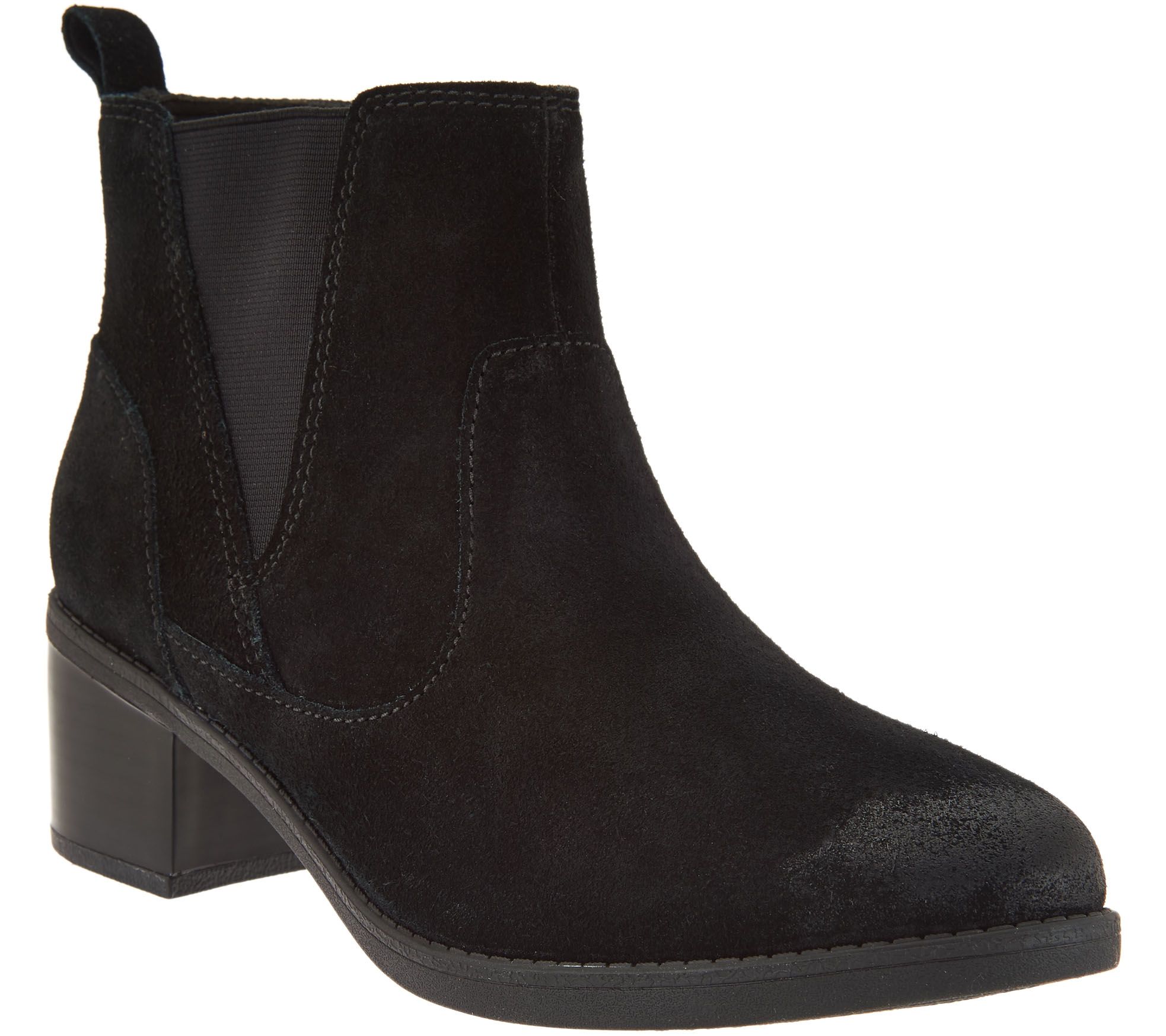 Clarks Suede Stacked Heel Ankle Boots - Nevella Bell - Page 1 — QVC.com