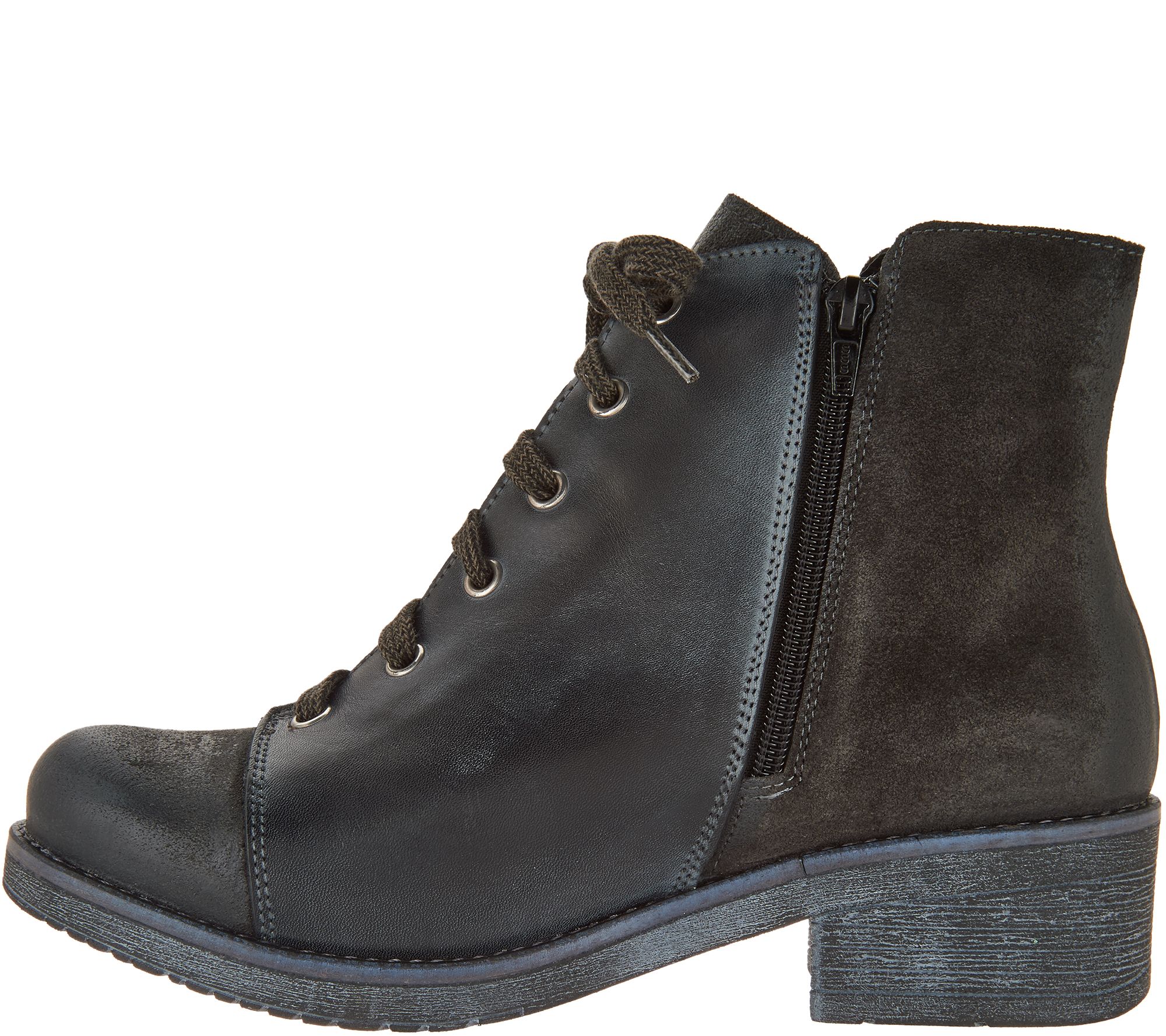 Naot Leather and Suede Laceup Ankle Boots Groovy