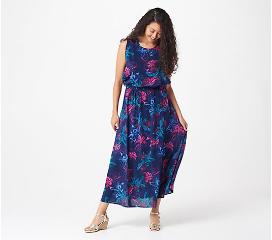 "As Is" Du Jour Chiffon Maxi Dress with Faux Overlay