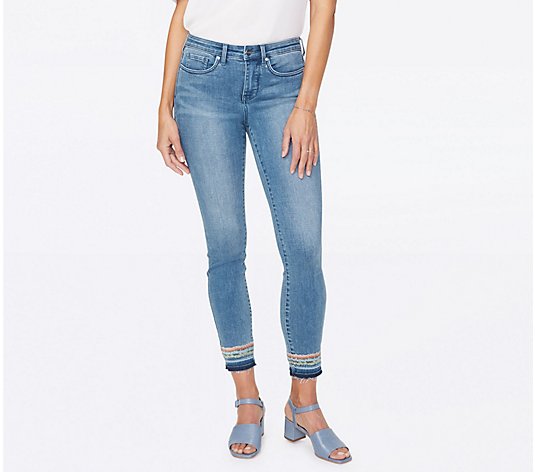 NYDJ Womens Plus Denim Embroidered Skinny Jeans