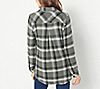 Side Stitch Cozy Pucker Plaid Button Down Top with Fray Hem, 1 of 2
