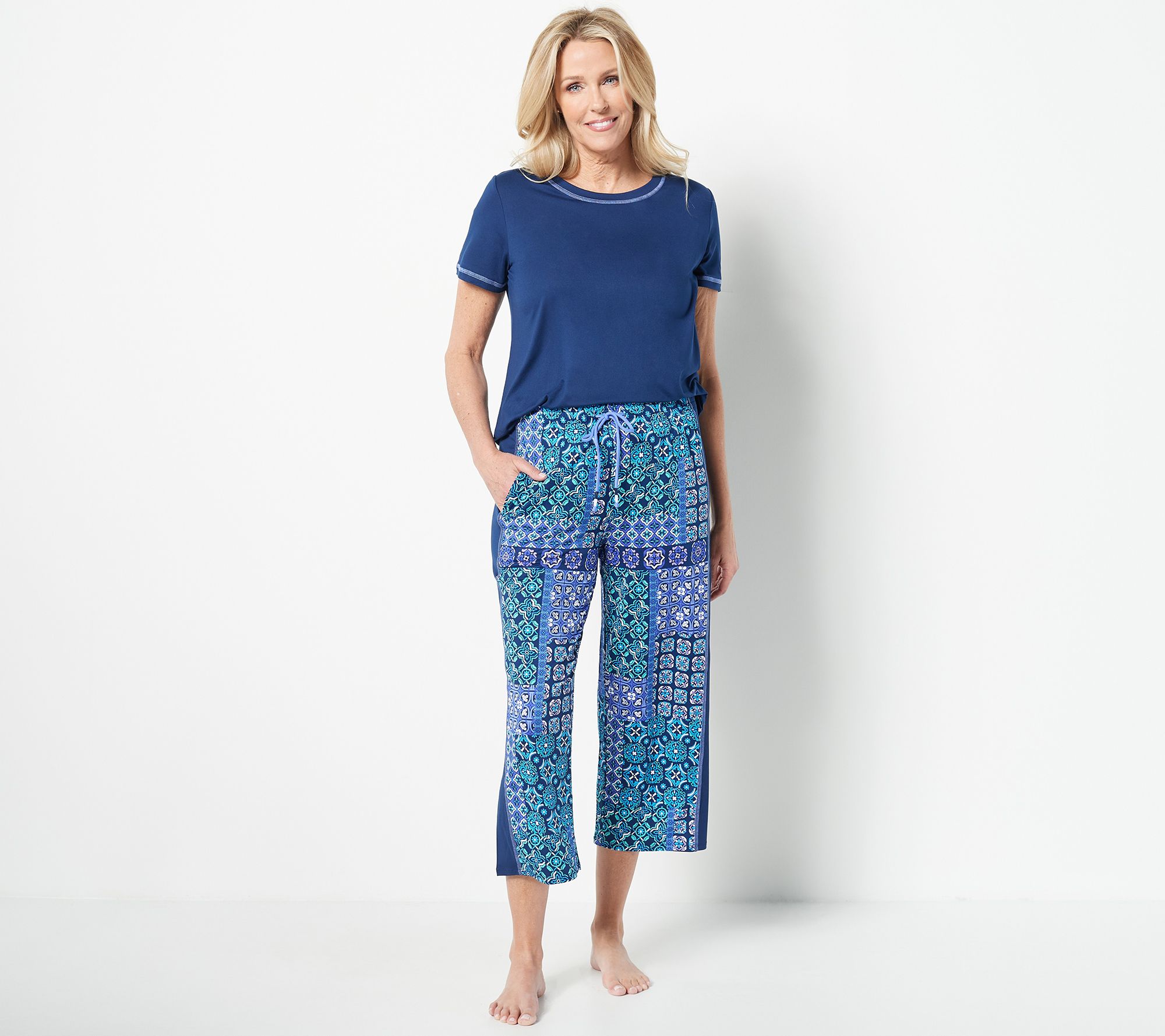Cuddl Duds Cool & Airy Ultra Tee & Cropped Pant Pajama Set