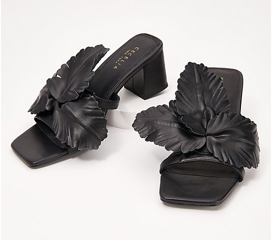 Cecelia New York Leather Hibiscus Heeled Sandals - Hazel