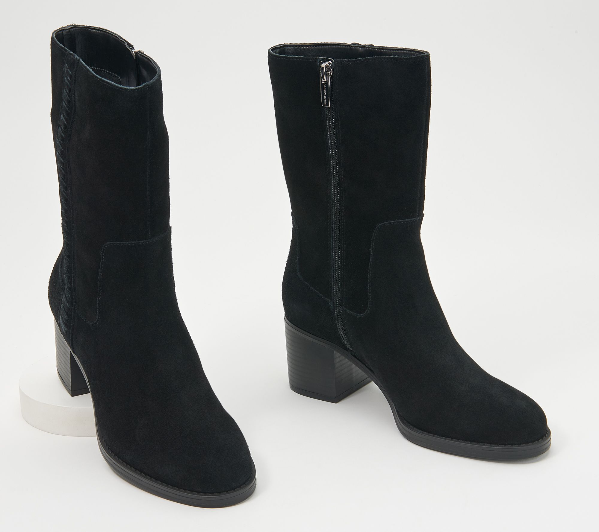 Vince Camuto Leather or Suede Buckle Mid-Shaft Boots - Kempreea