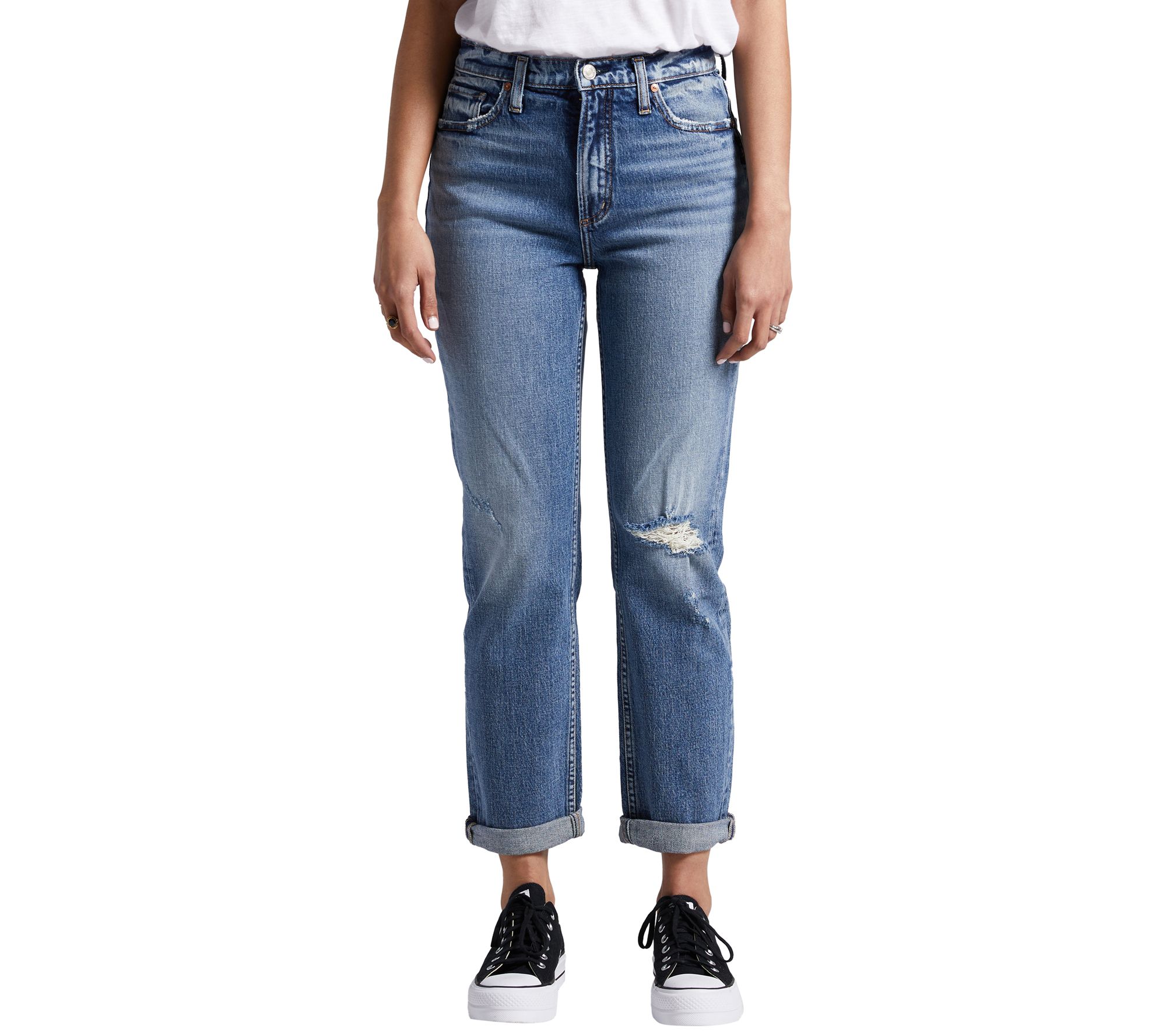 Silver Jeans Co. '90s Boyfriend Straight Leg Jeans-RCS204 - QVC.com