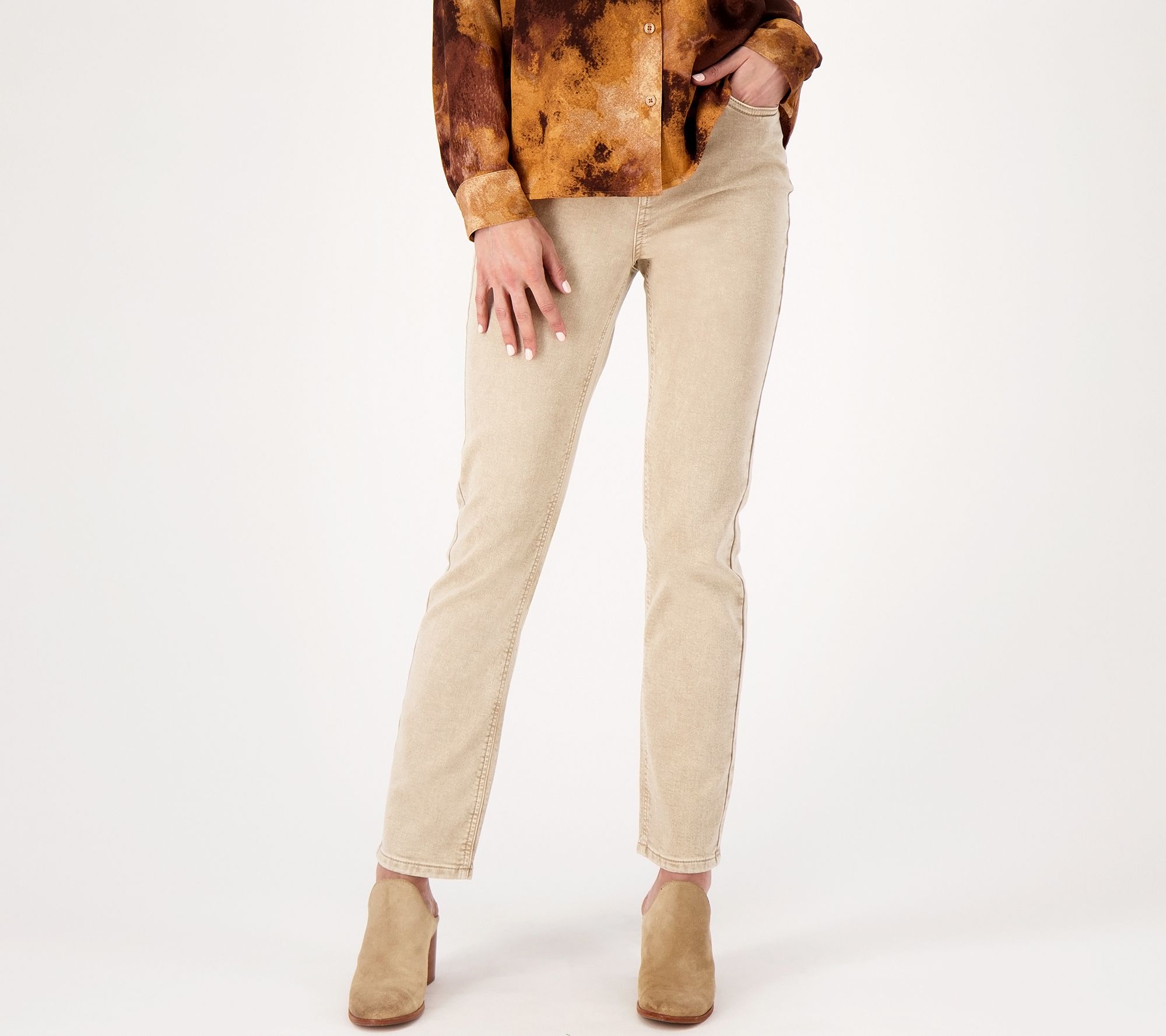 Isaac Mizrahi Live! Petite Crushed Velvet Straight-Leg Pants 