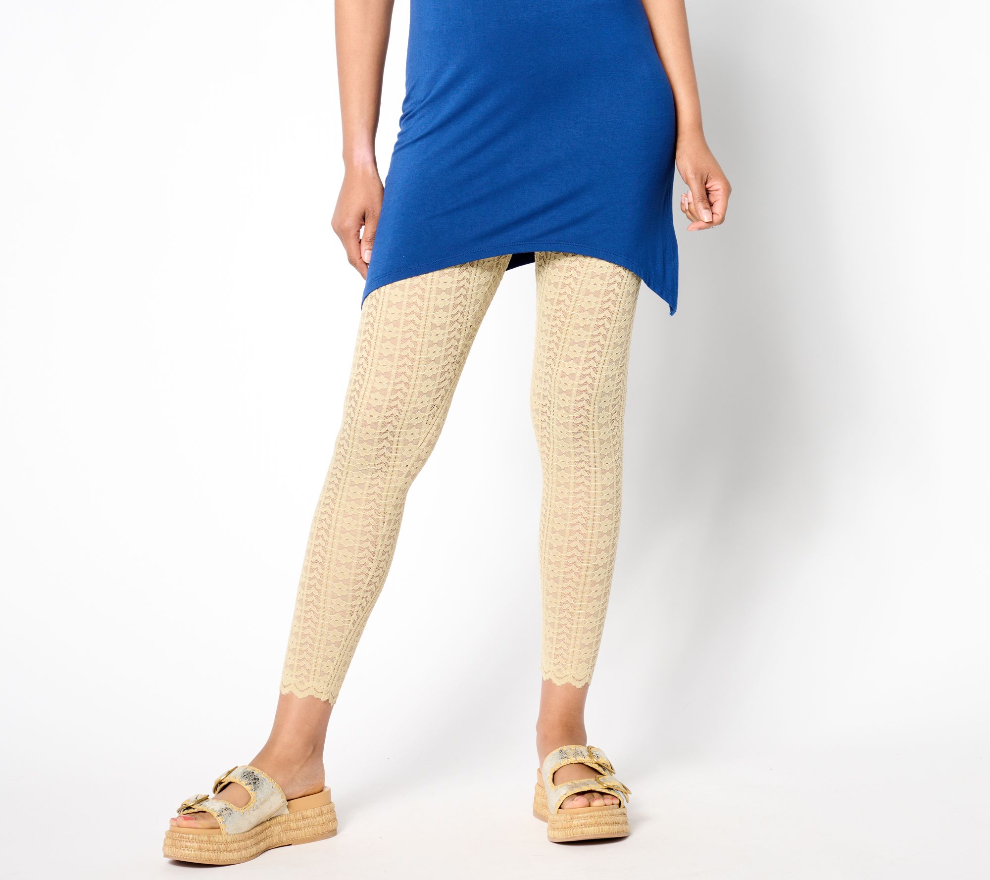 LOGO Layers by Lori Goldstein Regular Stretch Lace Leggings