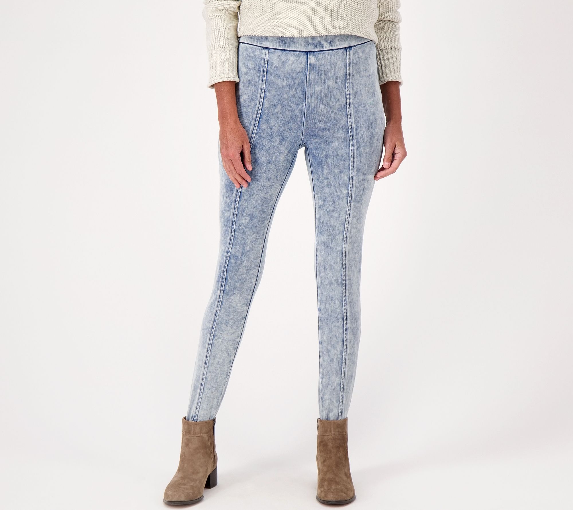 "As Is" LOGO by Lori Goldstein Regular Knit Denim Stirrup Leggings