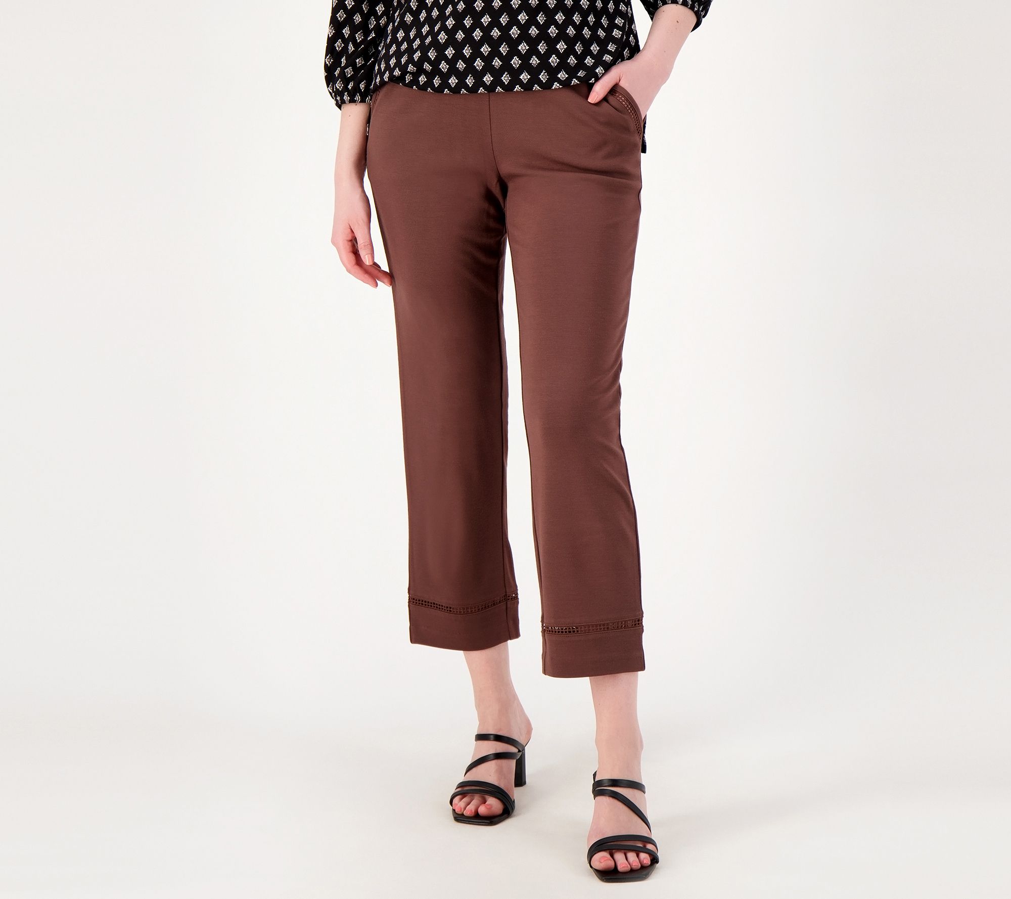 Isaac Mizrahi Live! Petite Ponte Knit Straight-Leg Crop Pants