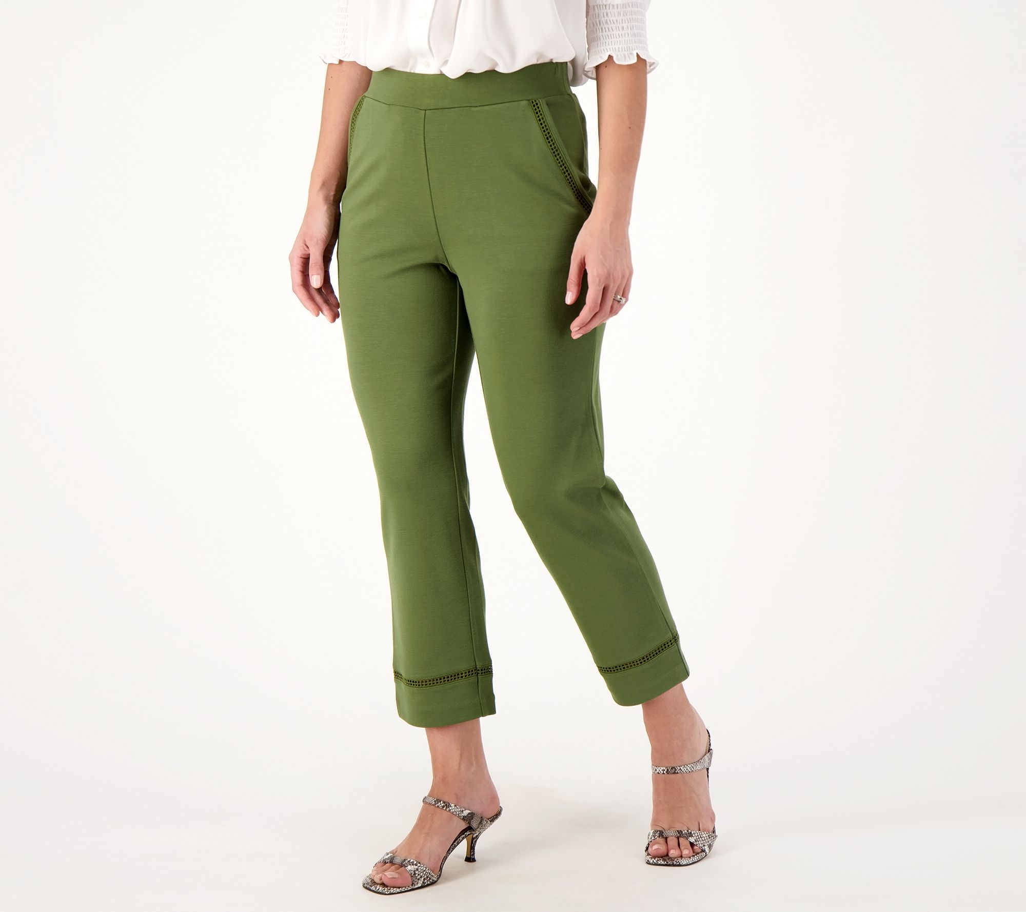 Isaac Mizrahi Live! Petite Ponte Knit Straight-Leg Crop Pants