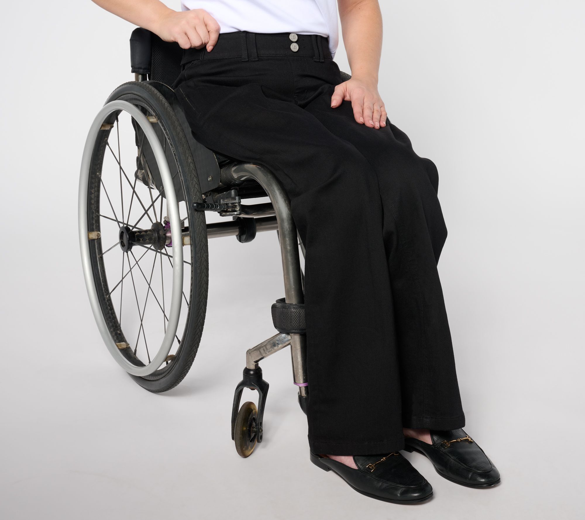 Denim & Co. Adaptive Easy Stretch Wide Leg Jean Wheelchair Fit