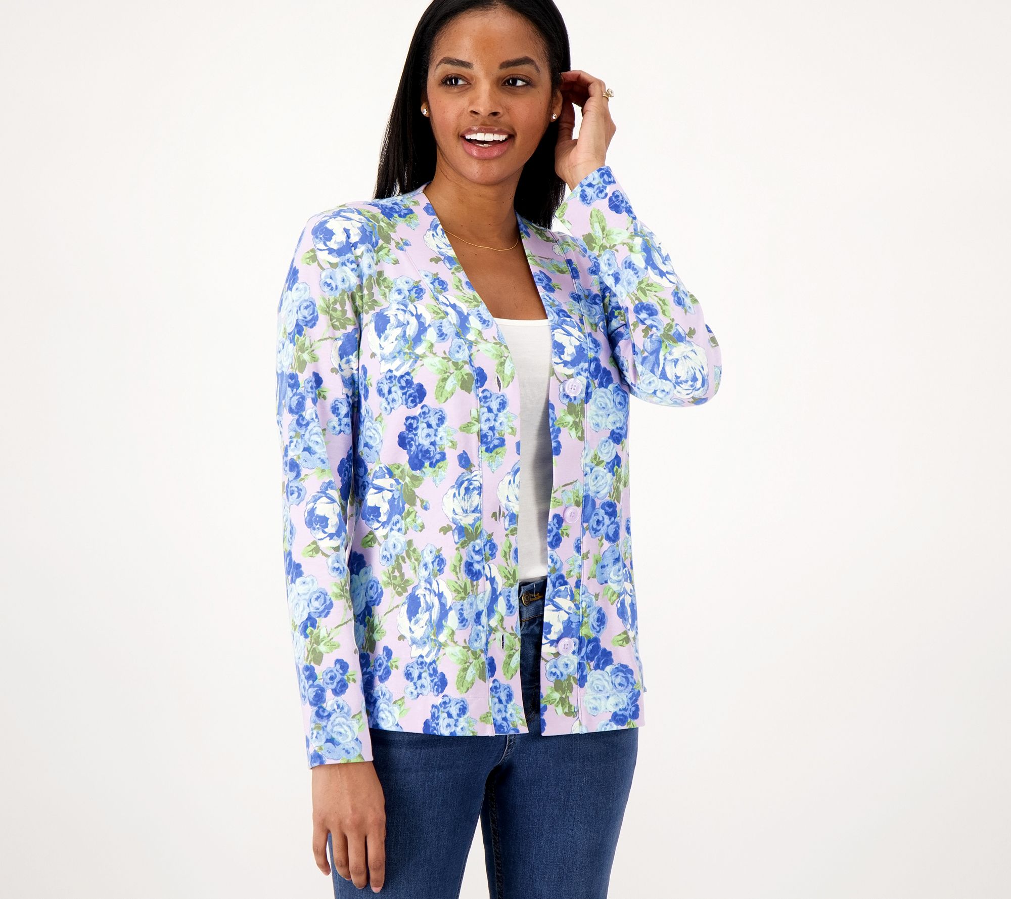 "As Is" Isaac Mizrahi Live Essentials Button Front Cardigan