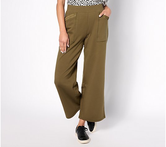 LOGO Life by Lori Goldstein French Terry Wide Leg Pant With Smocking 