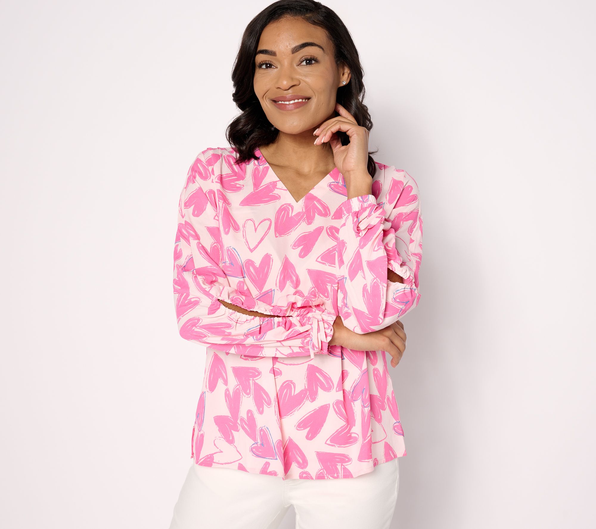 Belle by Kim Gravel Hearts on Fire Woven Blouse