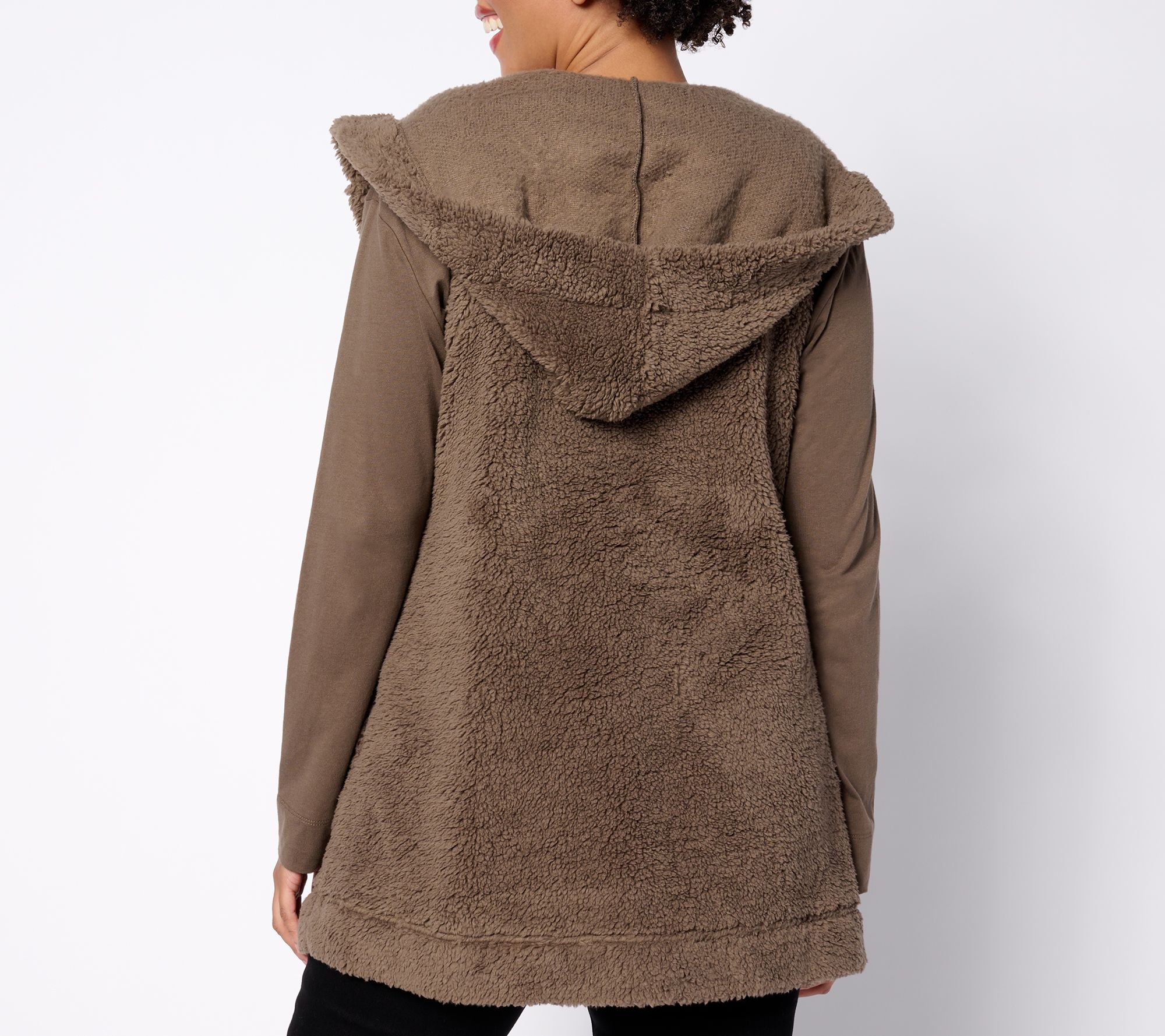 "As Is" Koolaburra By UGG Cozy Sherpa Hooded Vest & Long Sleeve Tee ...