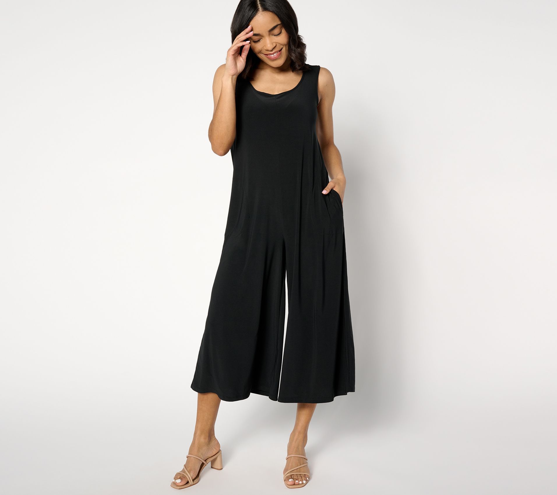 Attitudes by Renee Petite Como Jersey Wide-Leg Crop Jumpsuit