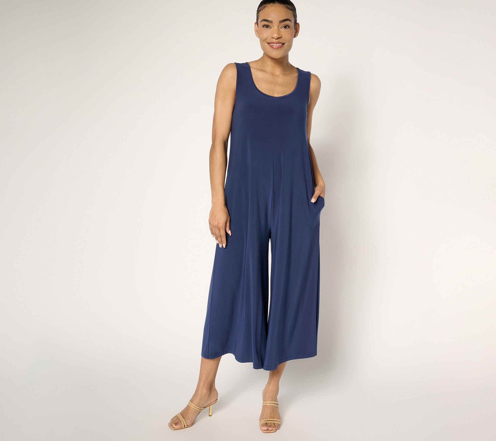 Attitudes by Renee Petite Como Jersey Wide-Leg Crop Jumpsuit