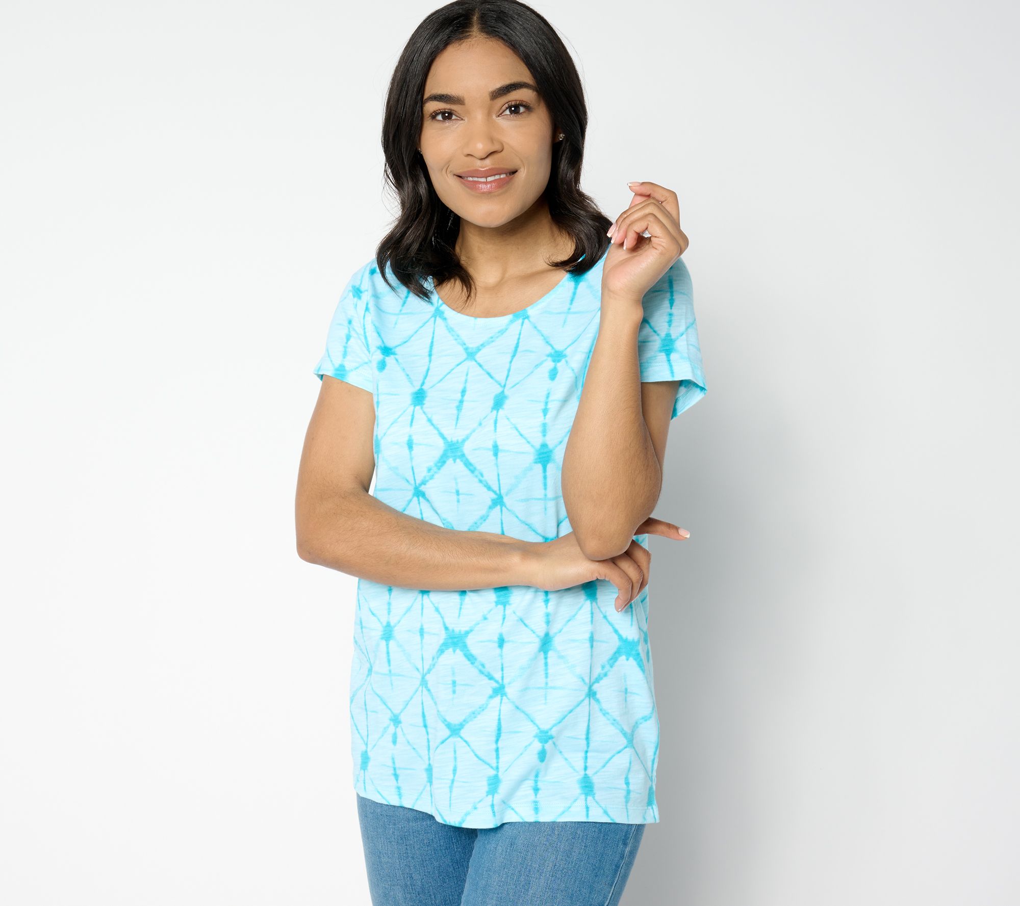 Belle by Kim Gravel Slub Knit Diamond Tie Dye Top