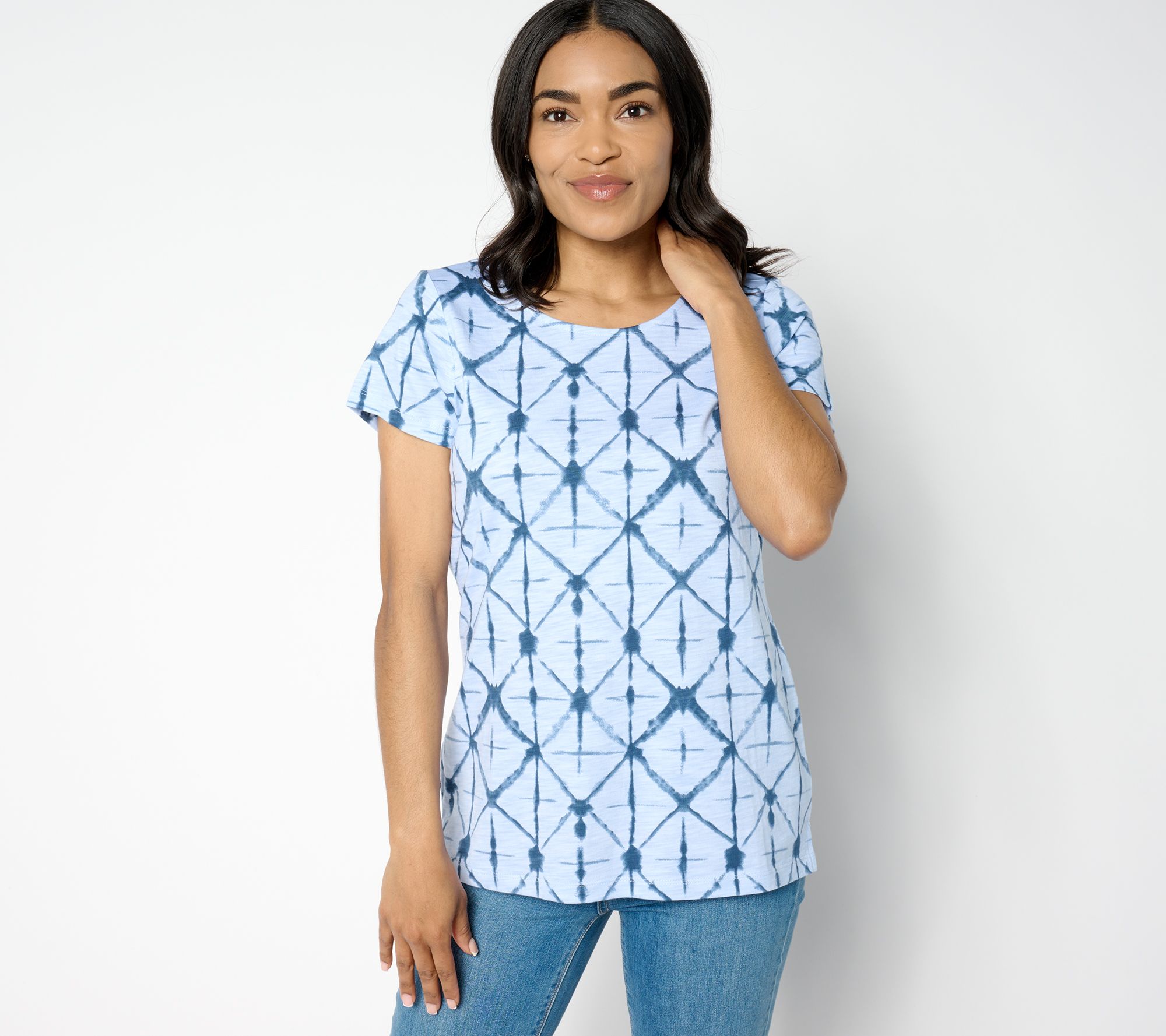 Belle by Kim Gravel Slub Knit Diamond Tie Dye Top